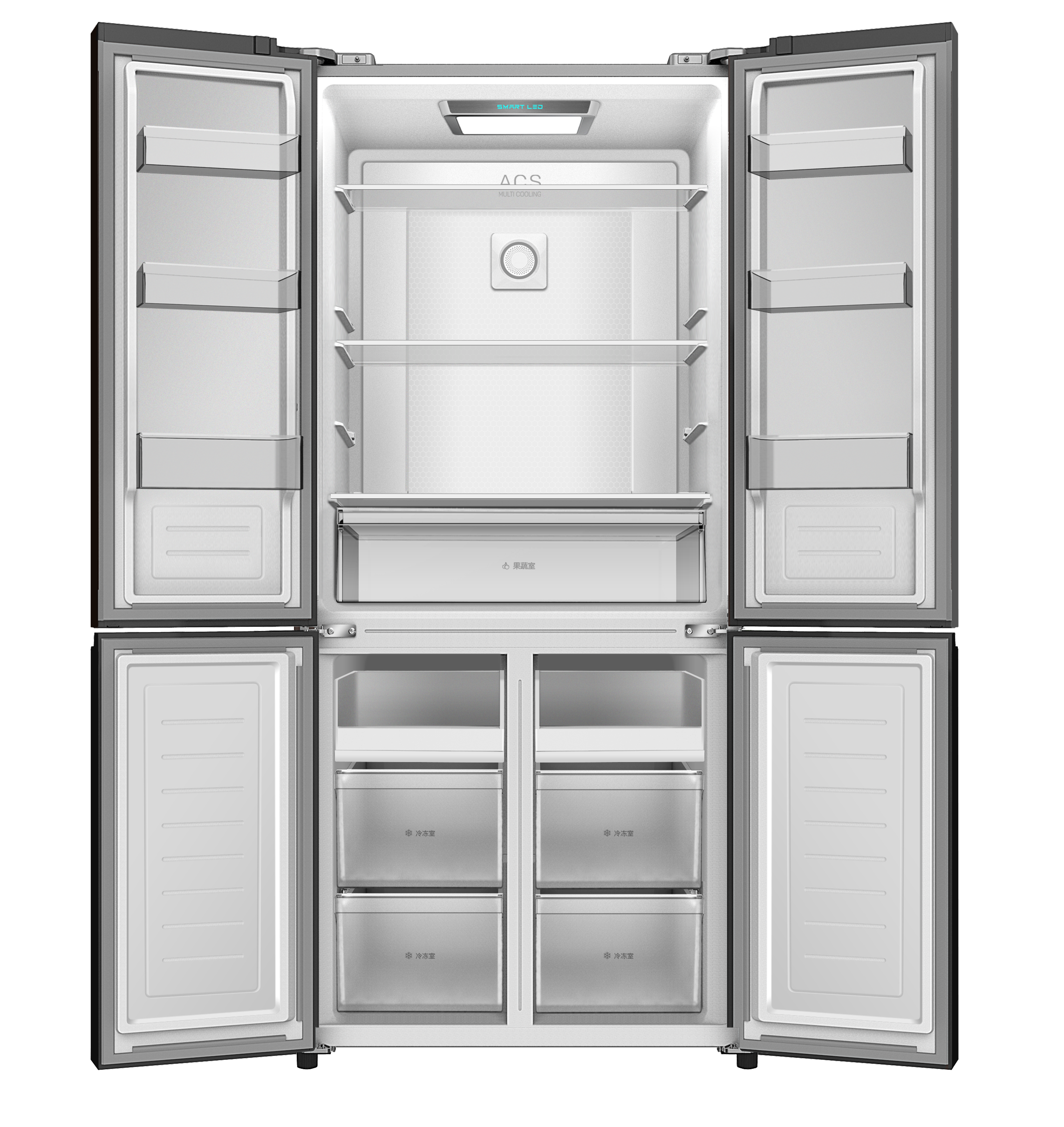 ILUX Réfrigérateur Américain 4 battants - 485L - ILFA