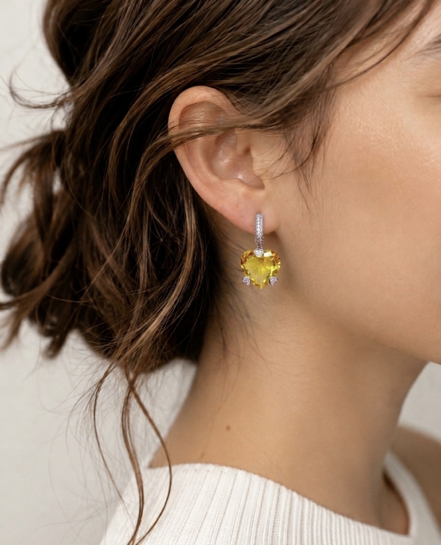 Yellow Gemstone Drop Earrings