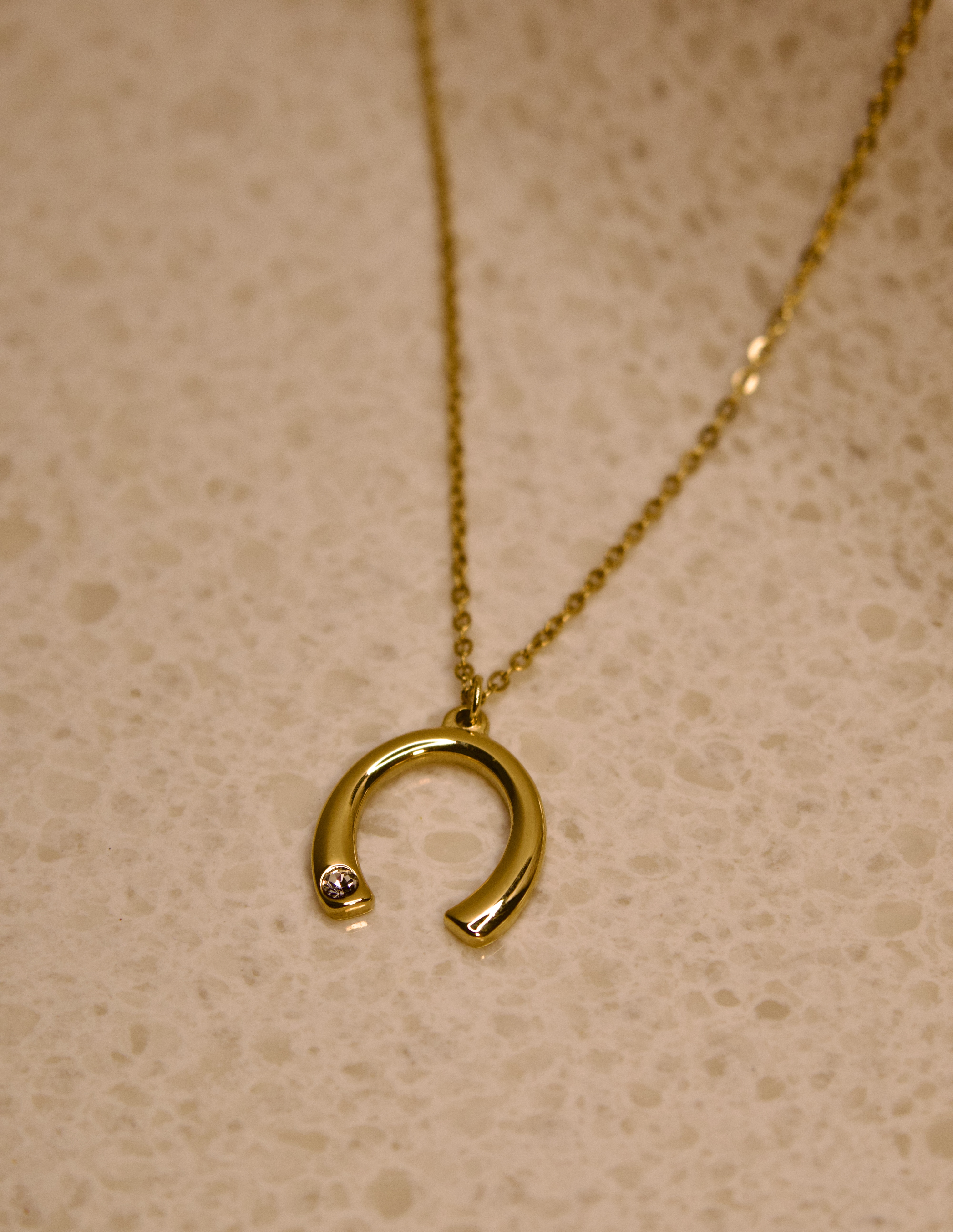 Gold Horseshoe Pendant Necklace