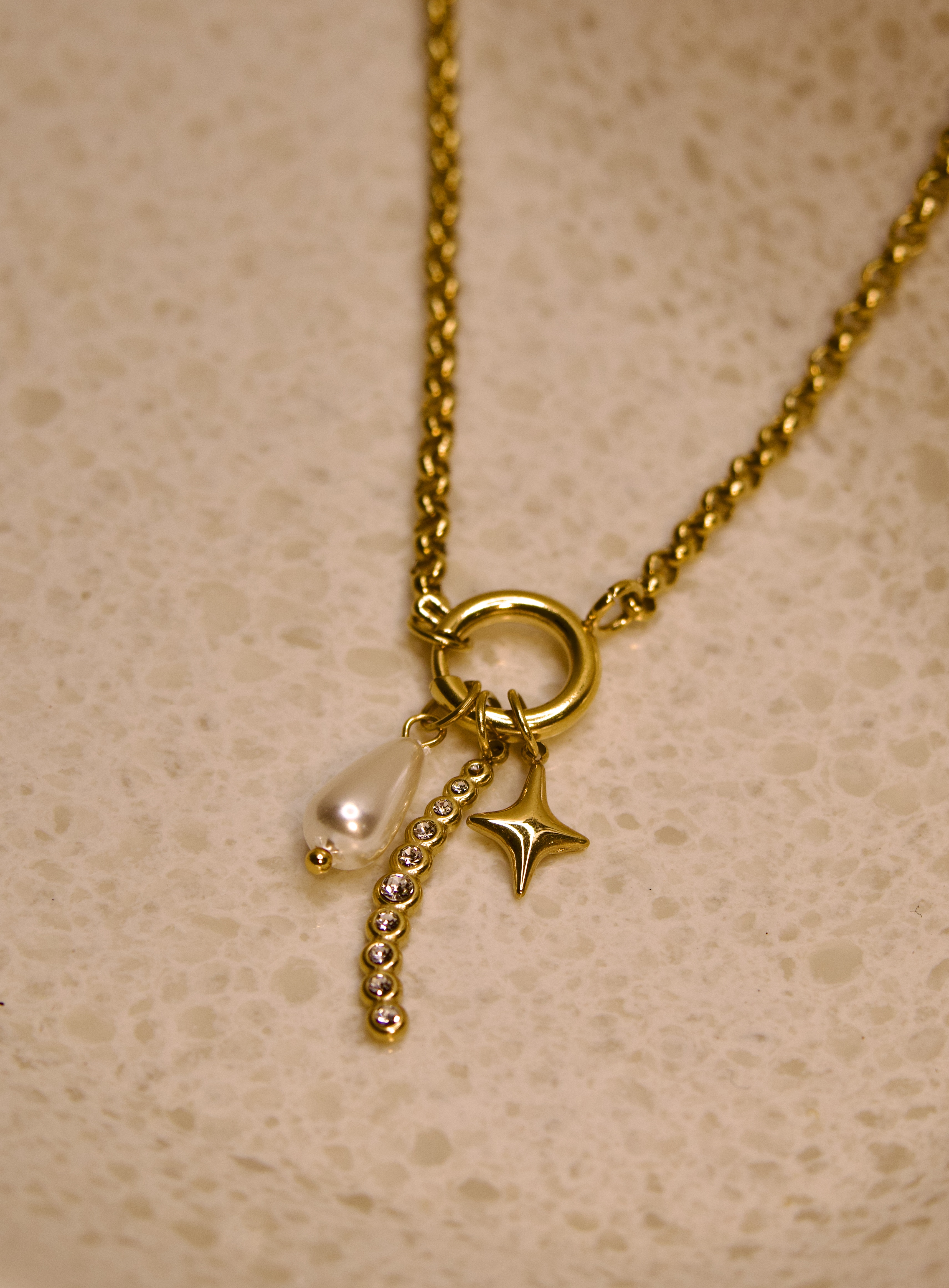 Pearl charm necklace 