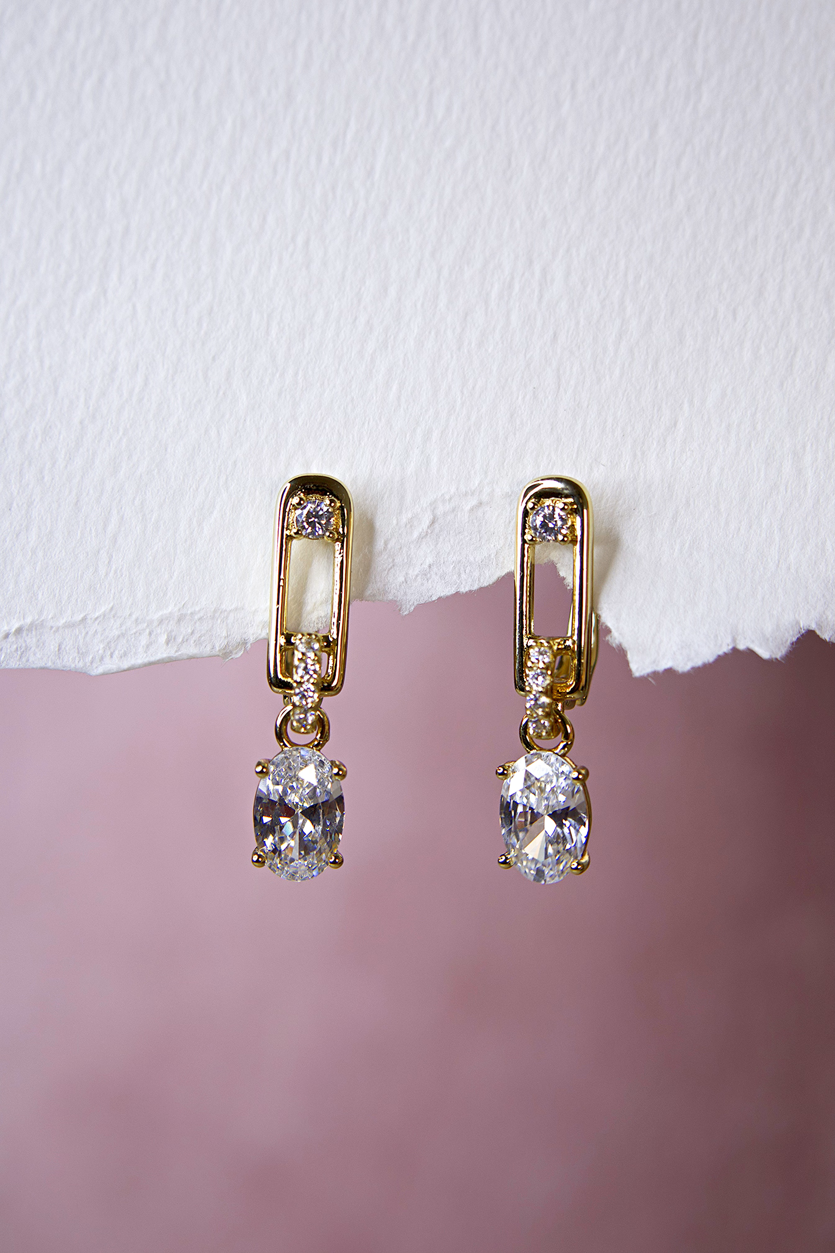 Safety Pin Crystal Earrings
