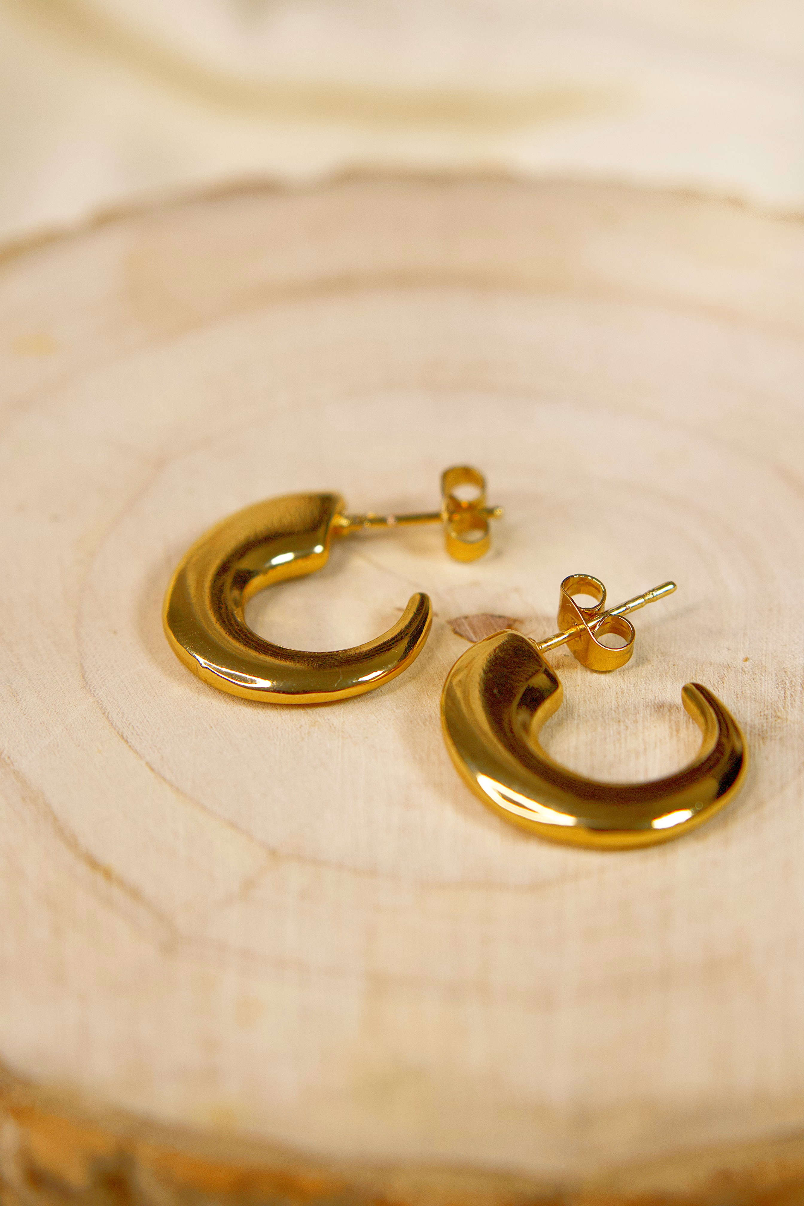Gold Crescent Earrings