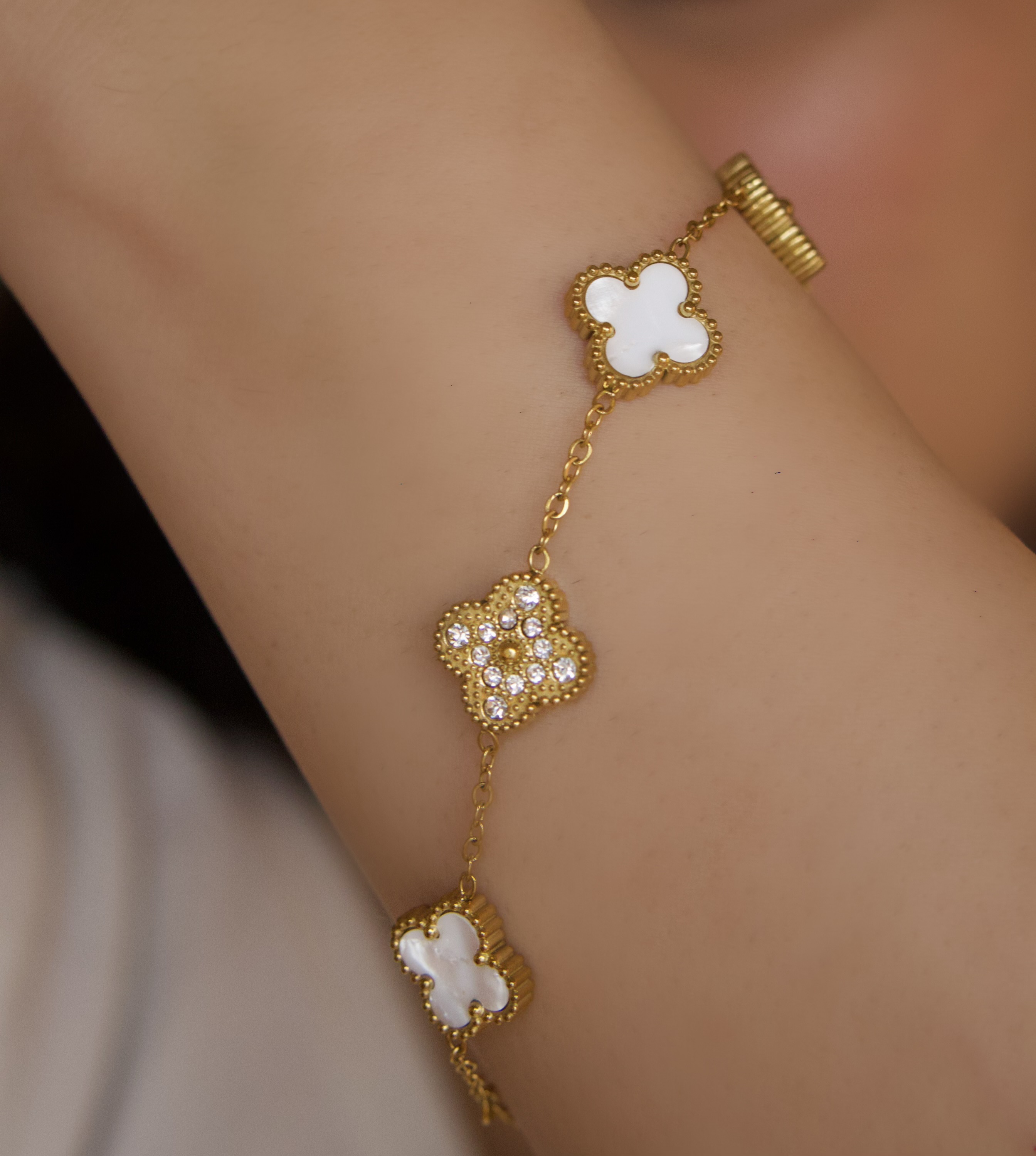 Gold Studded Clover Bracelet