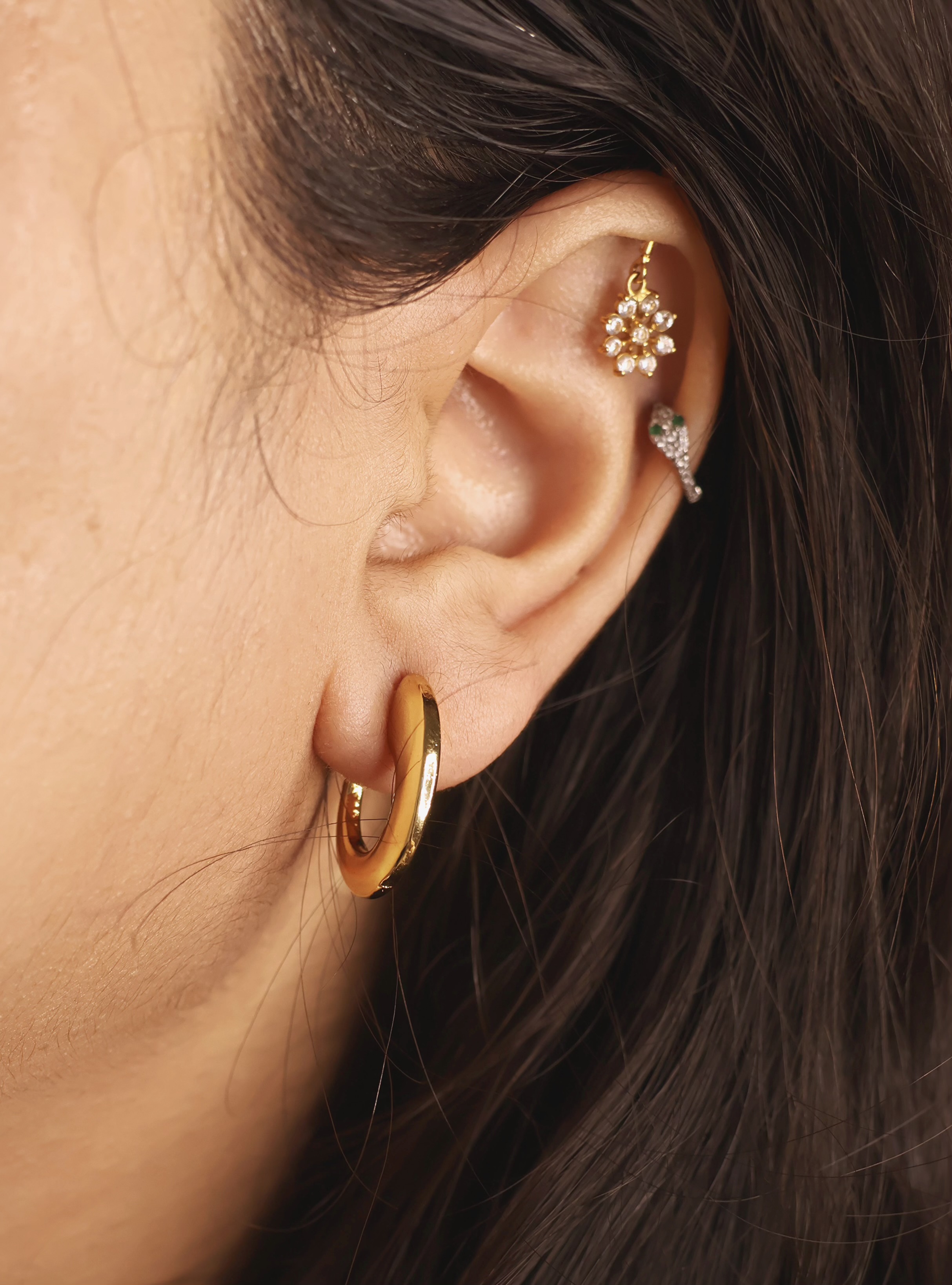 Gold Crescent Earrings