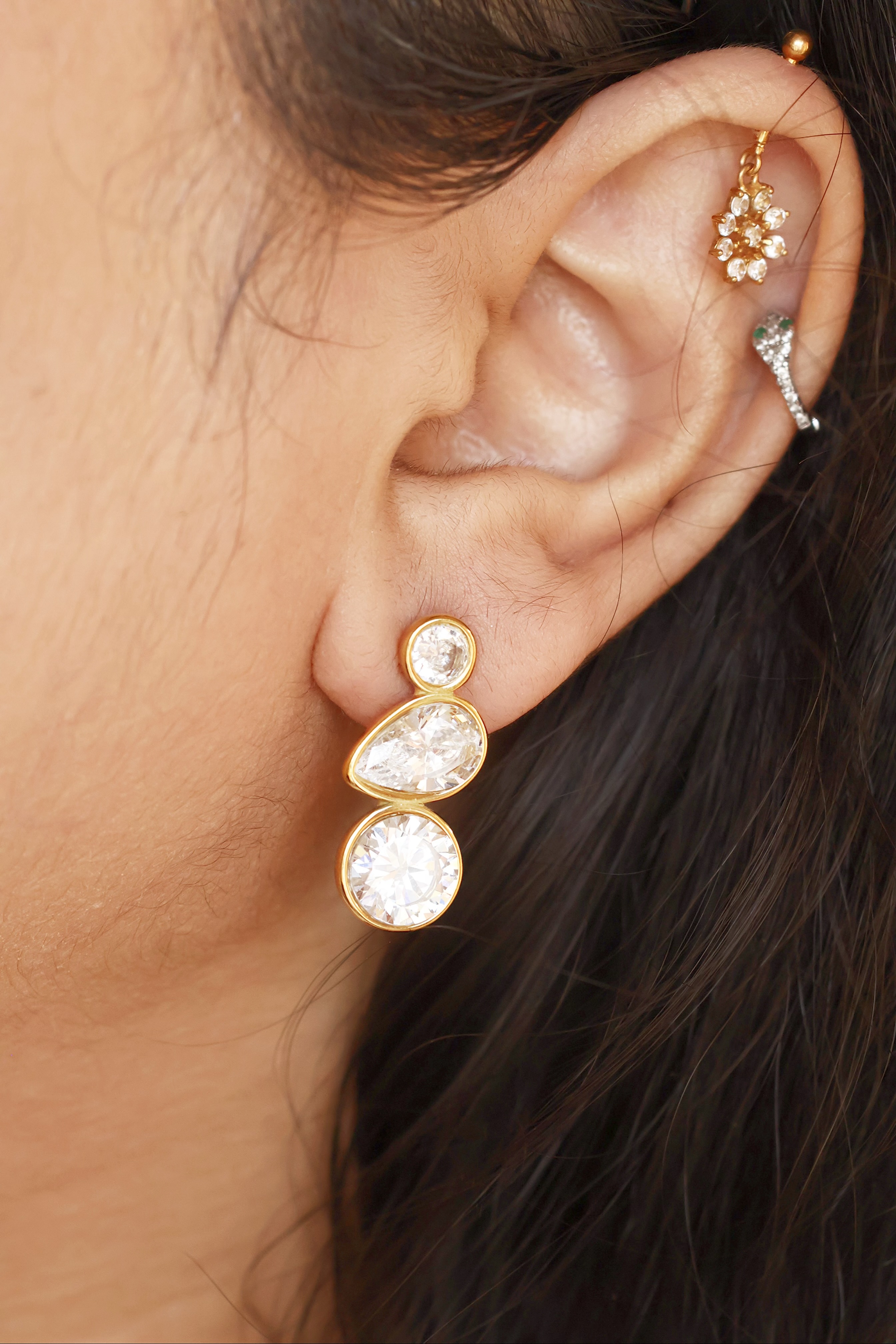 Three Big Diamond Earrings