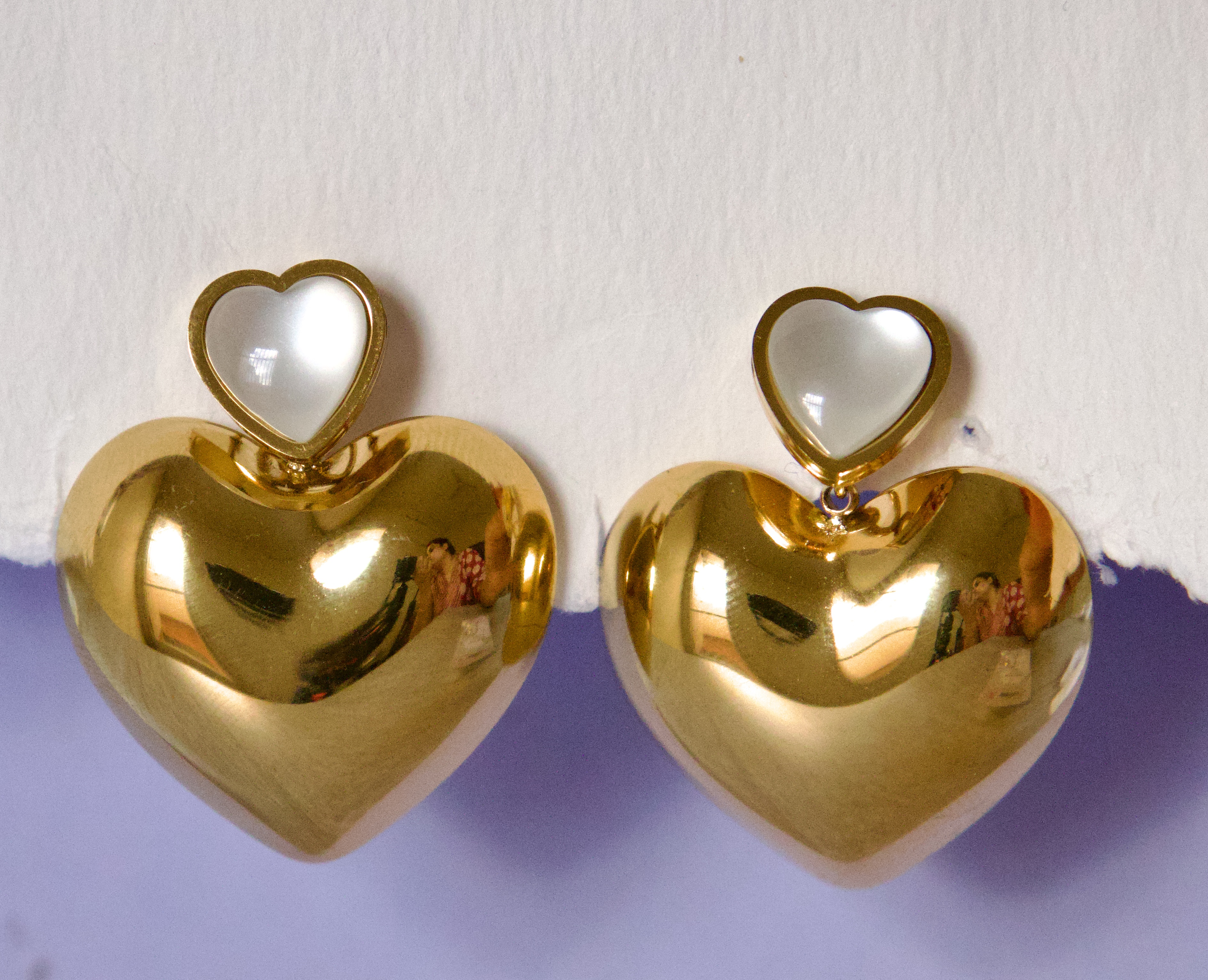 Mop Gold Heart drop Earrings
