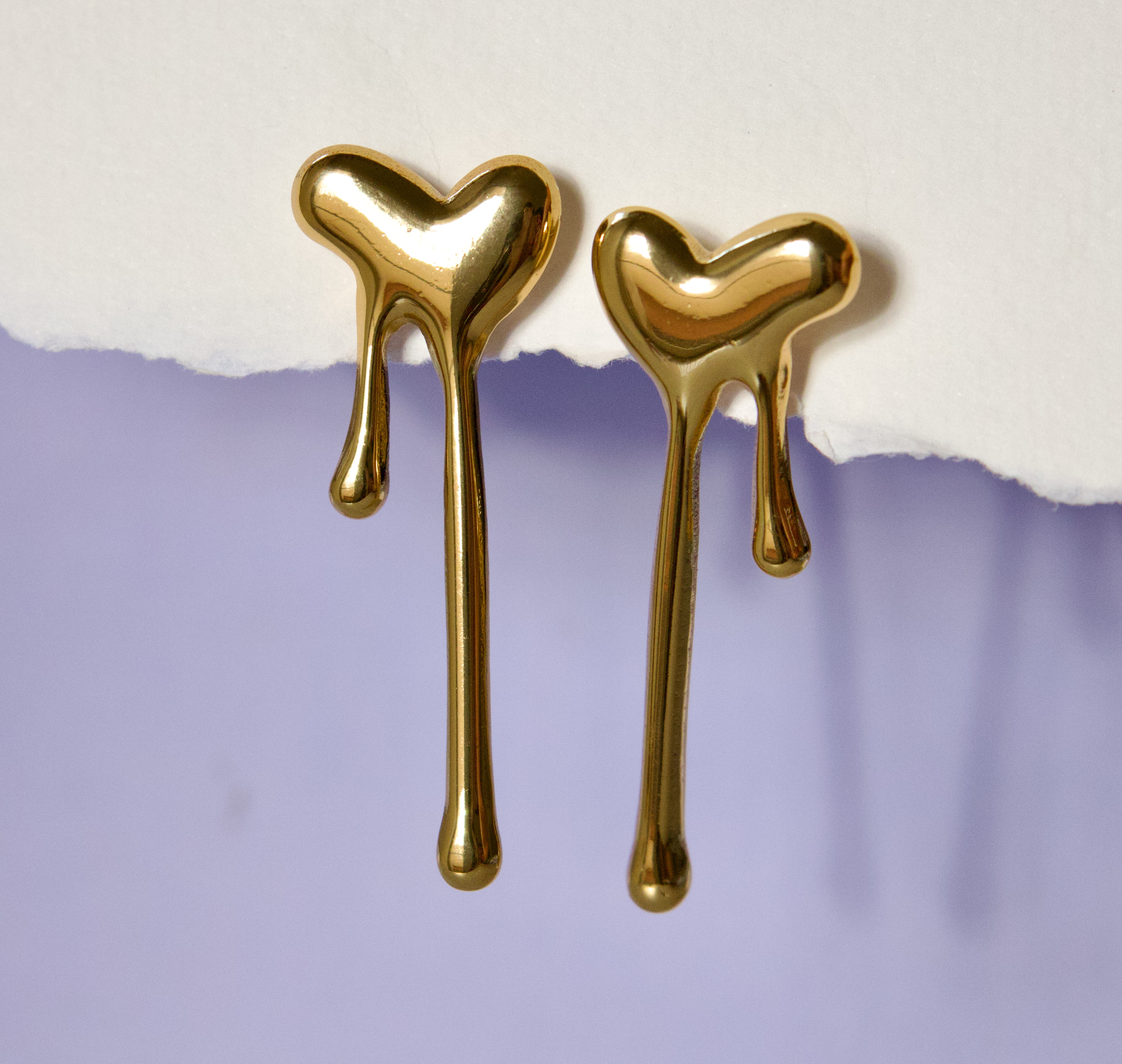 Gold Drip Heart Earrings