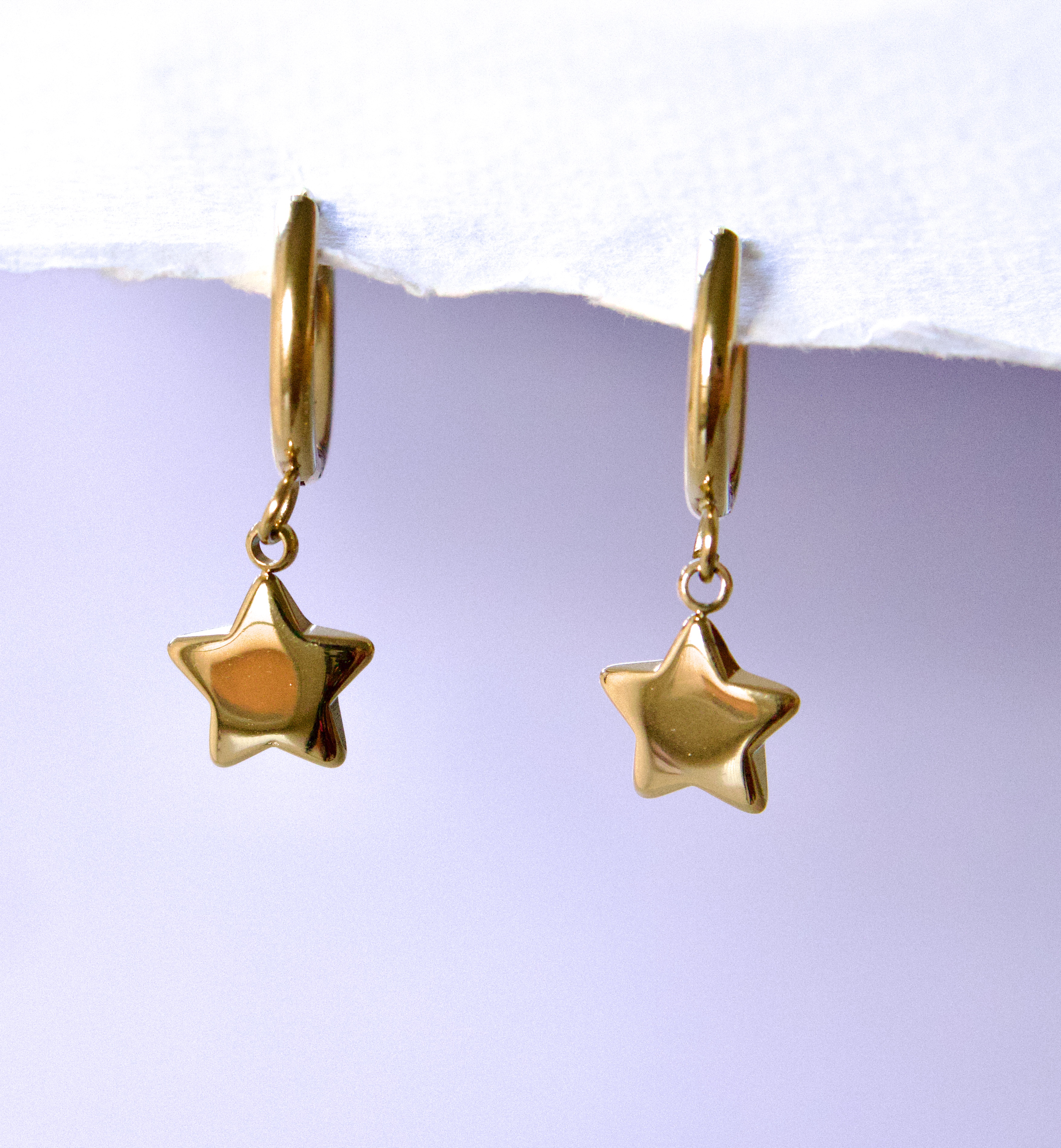 Gold Star Hoop Earrings