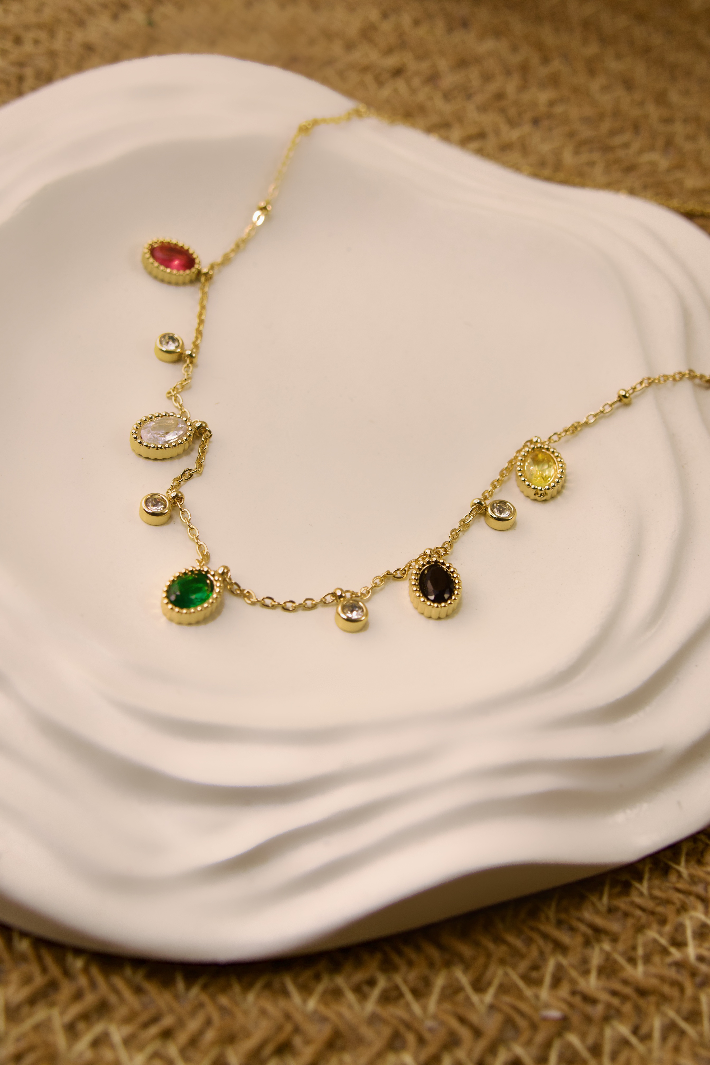 Multicolor Gemstone Charm Necklace