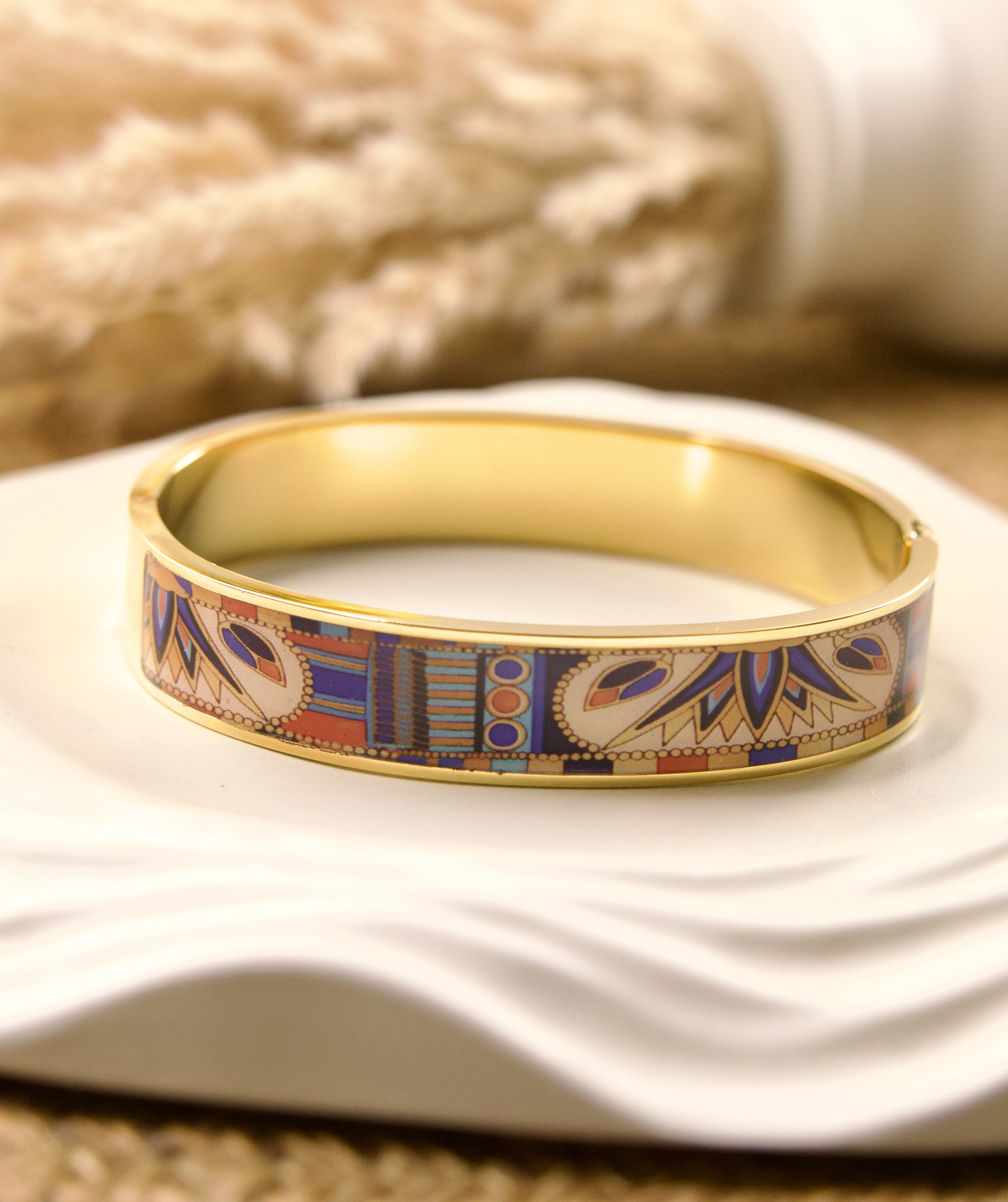 Enamel Patterned Gold Bracelet