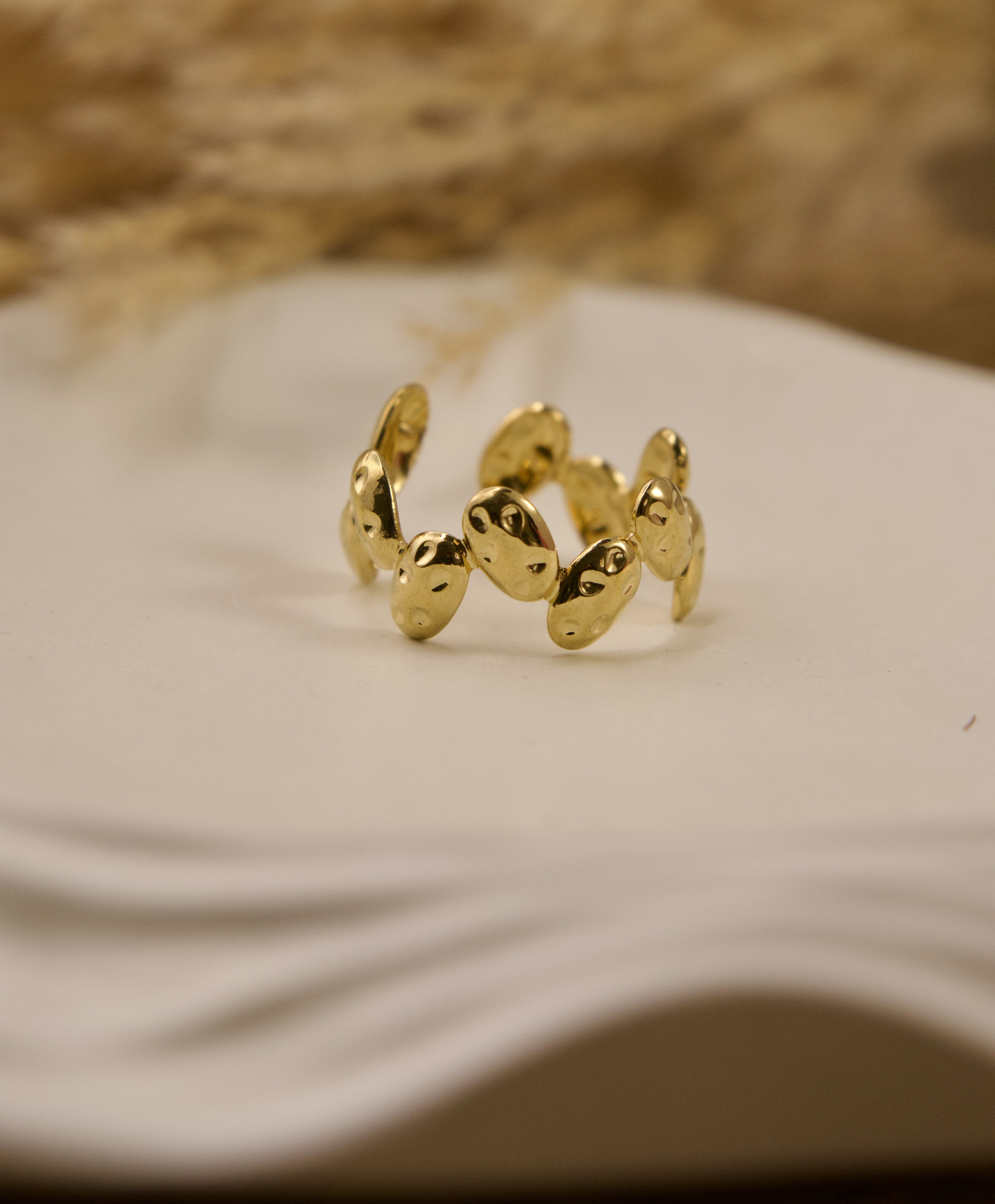 Leaf Gold-Plated Adjustable Ring