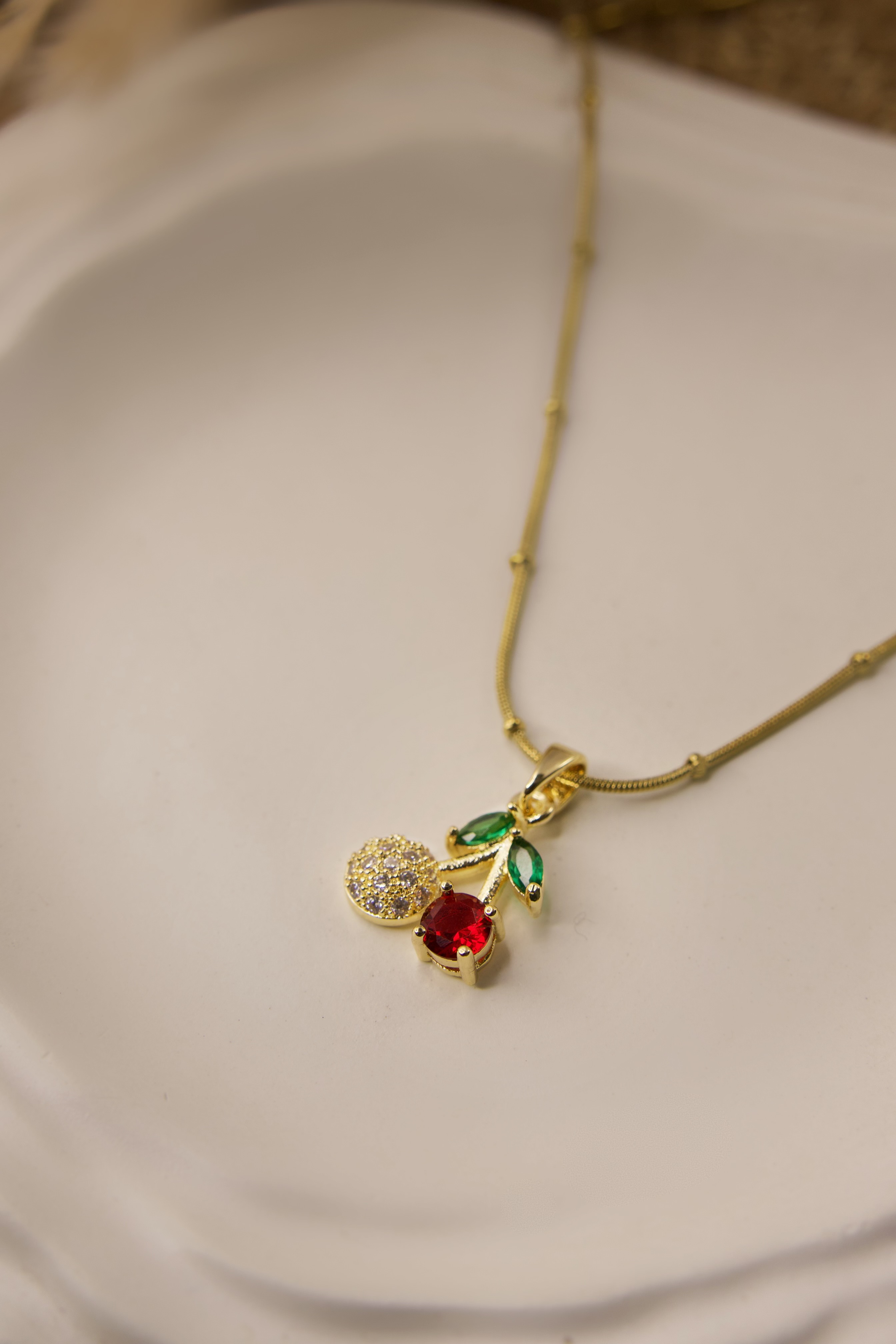 Gold-Plated Cherry Pendant Necklace