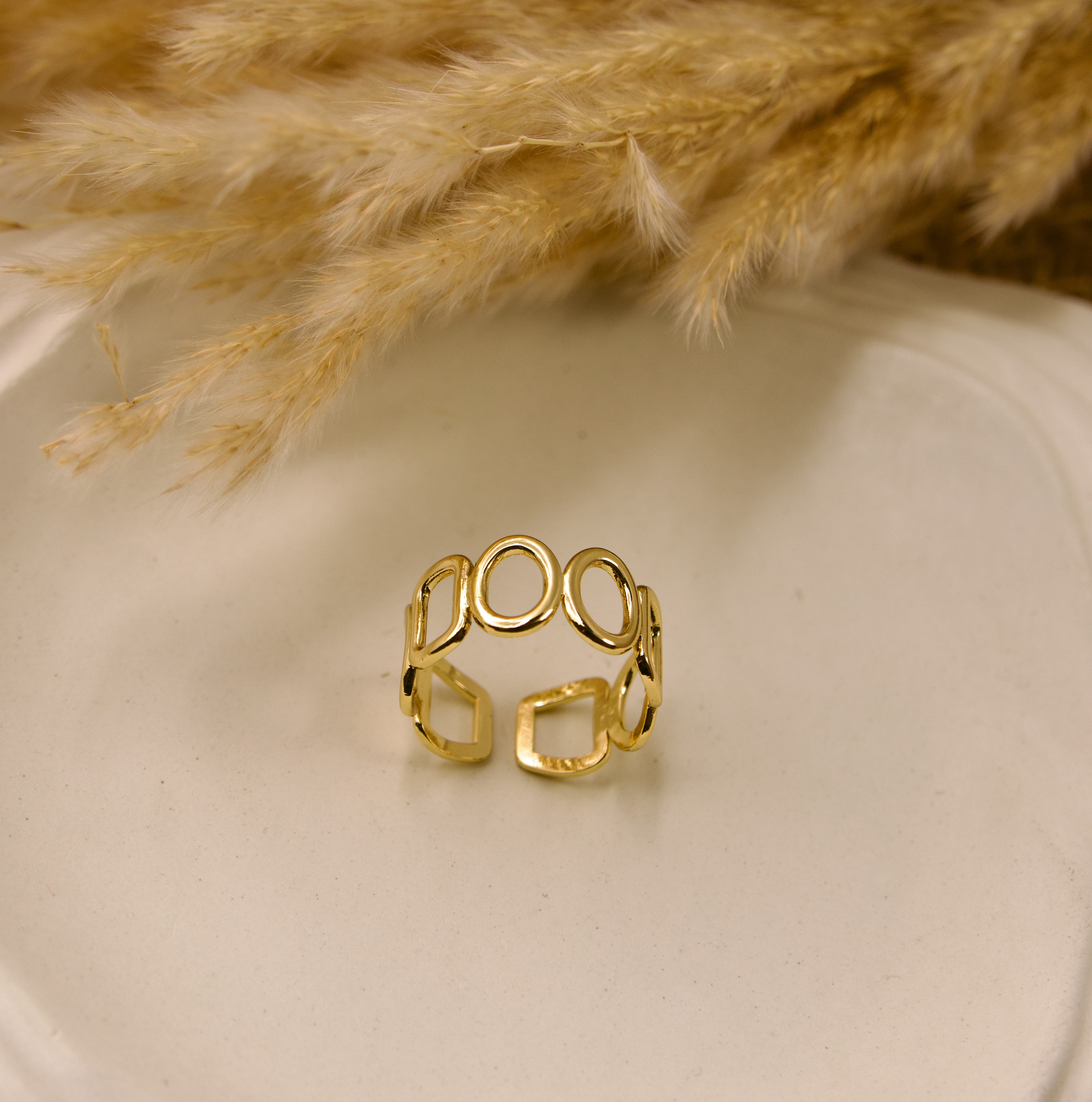 Geometric Gold Open Ring