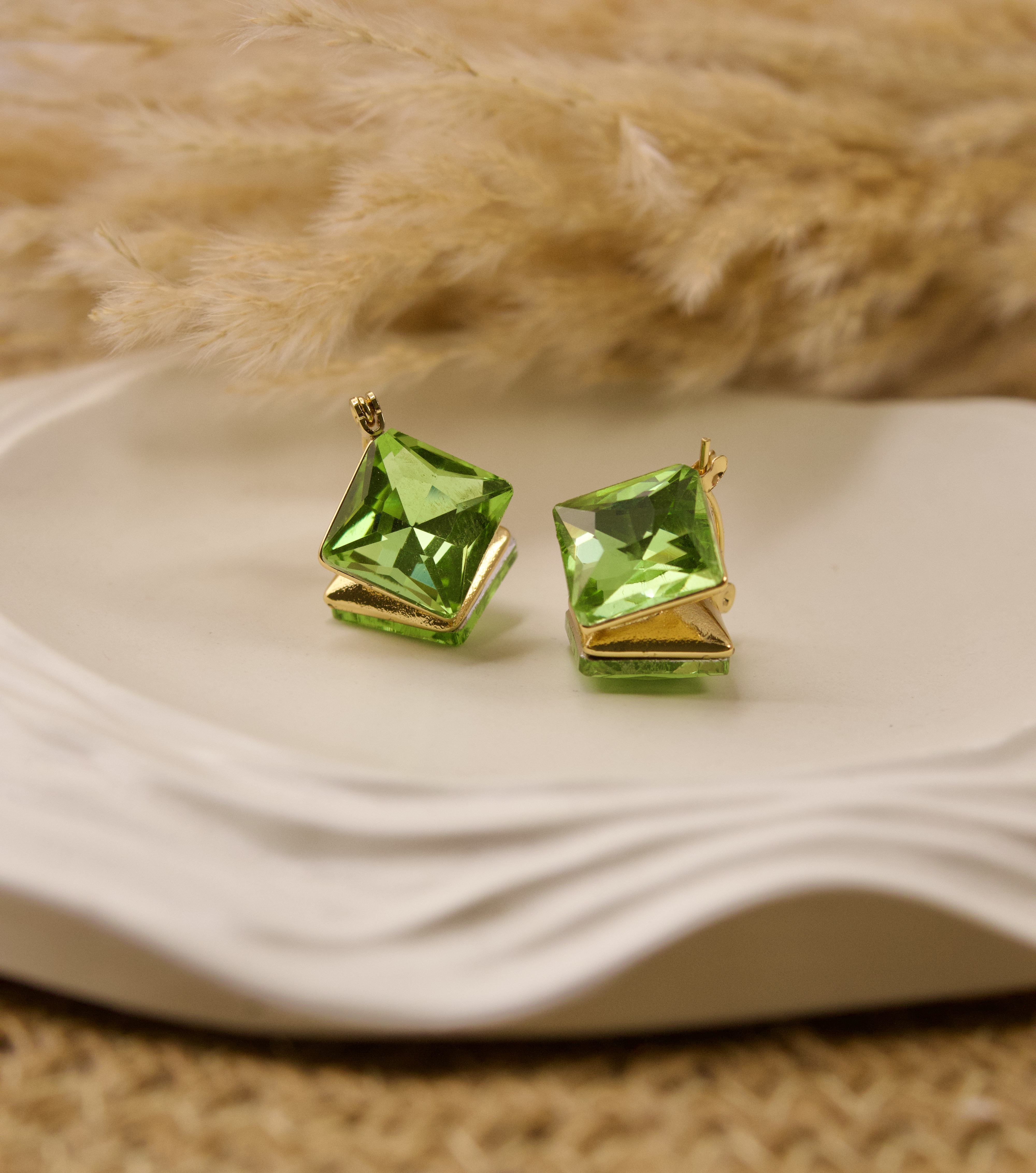 Green Gemstone Earrings
