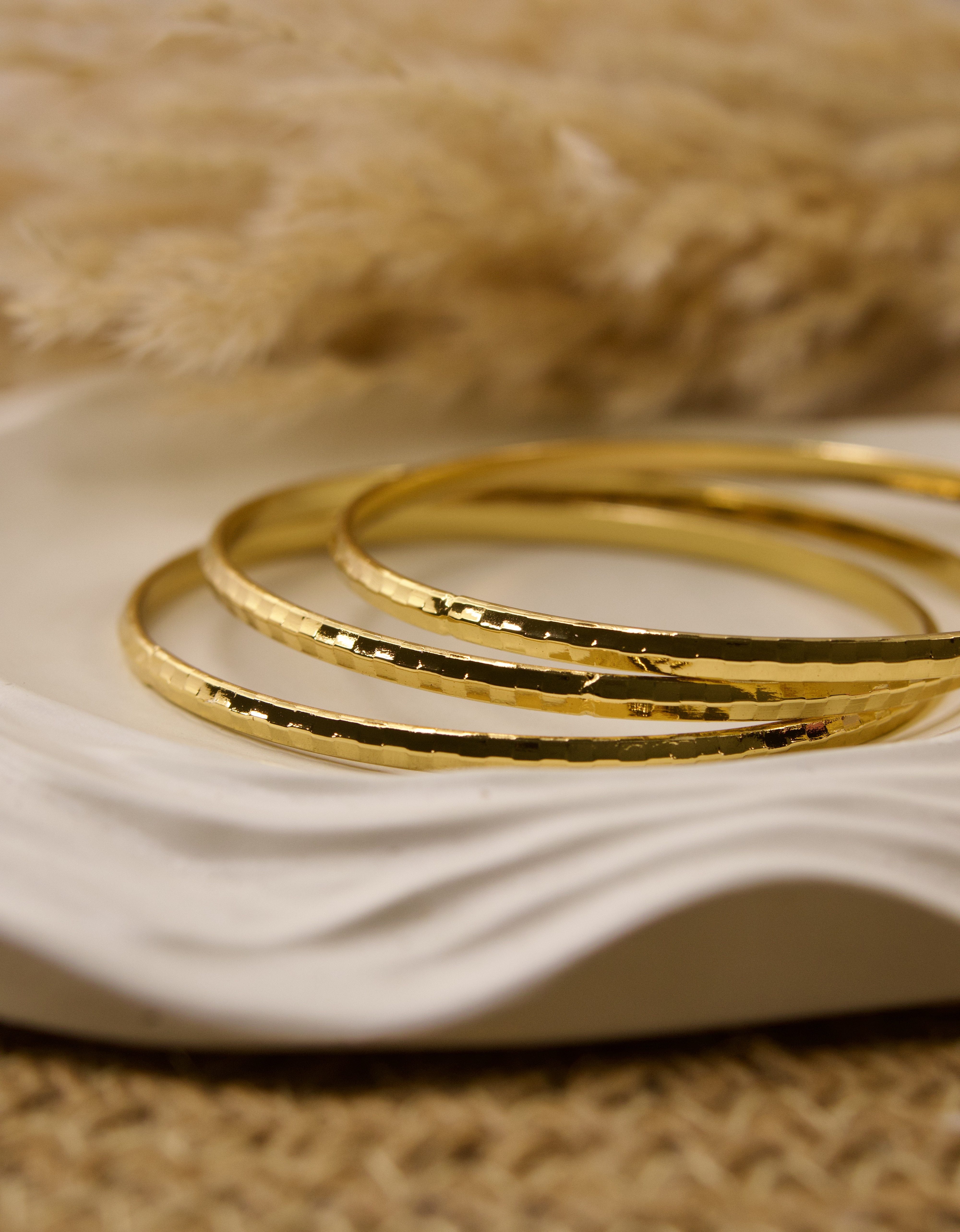 Gold Hammered daily wear Bangles