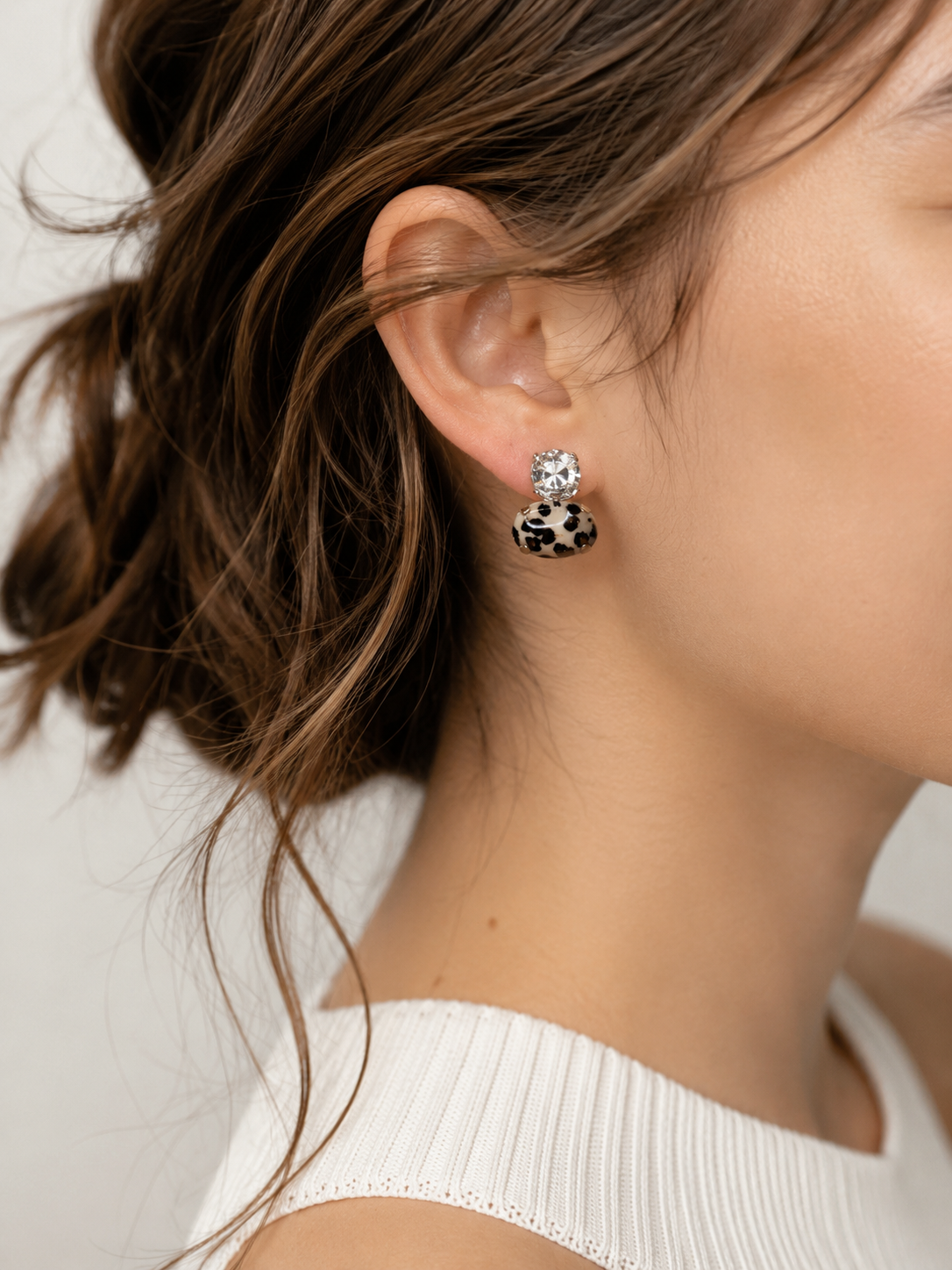 Leopard Print Crystal Stud Earrings