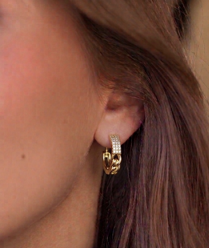 Gold-Plated Hoops with Crystal Accents