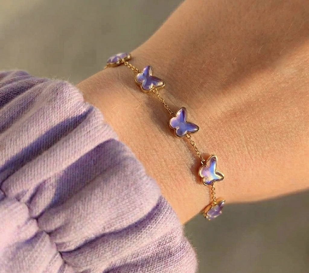 Purple Butterfly Charm Bracelet
