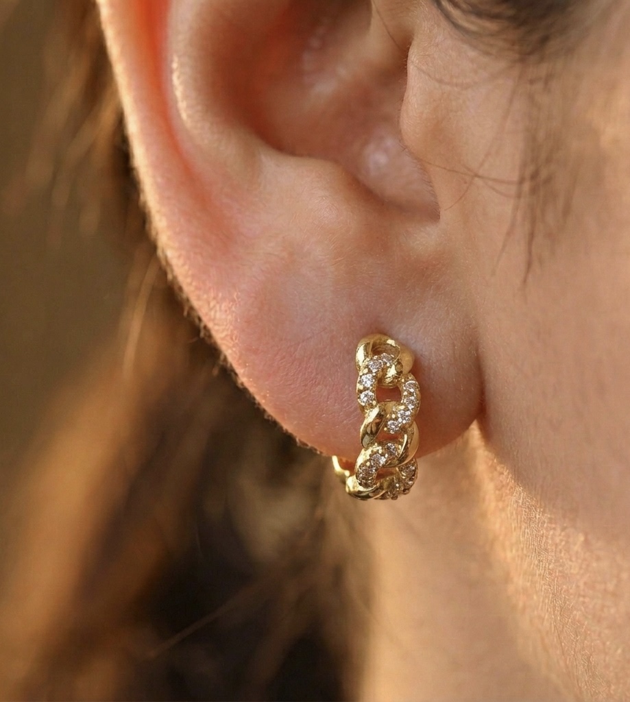 Gold-Plated Chain Hoop Earring