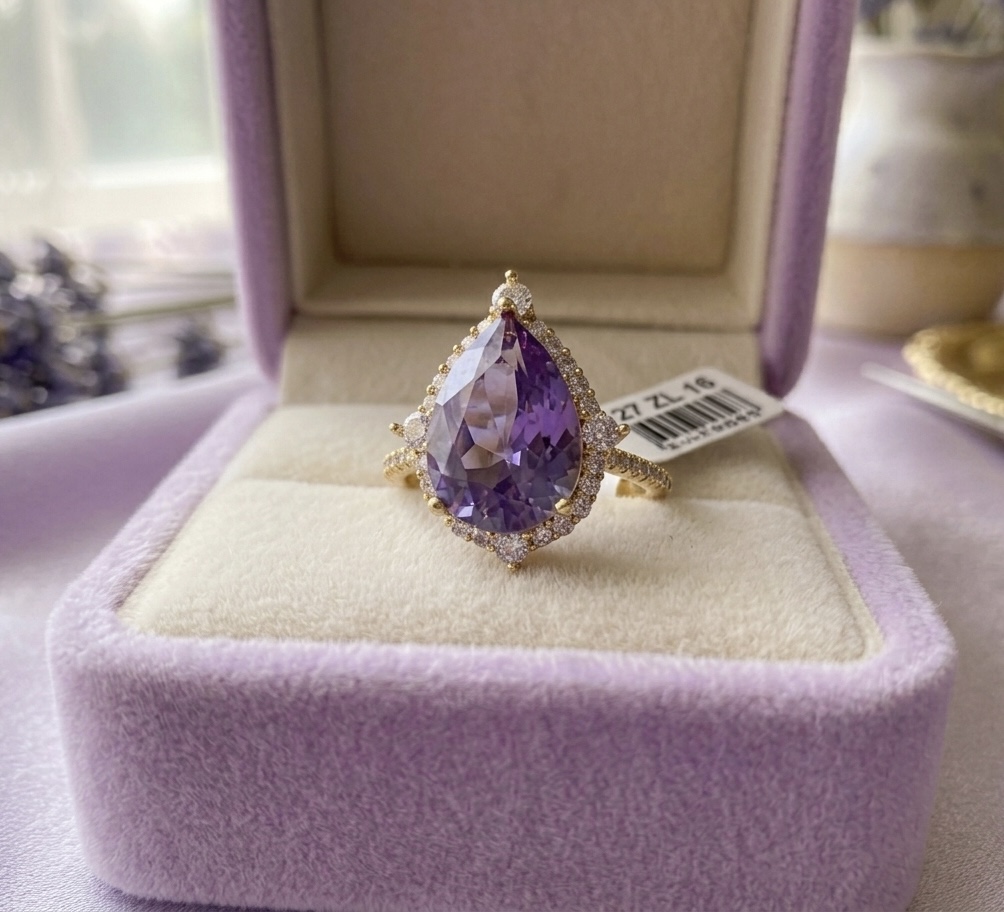 Amethyst Teardrop Ring
