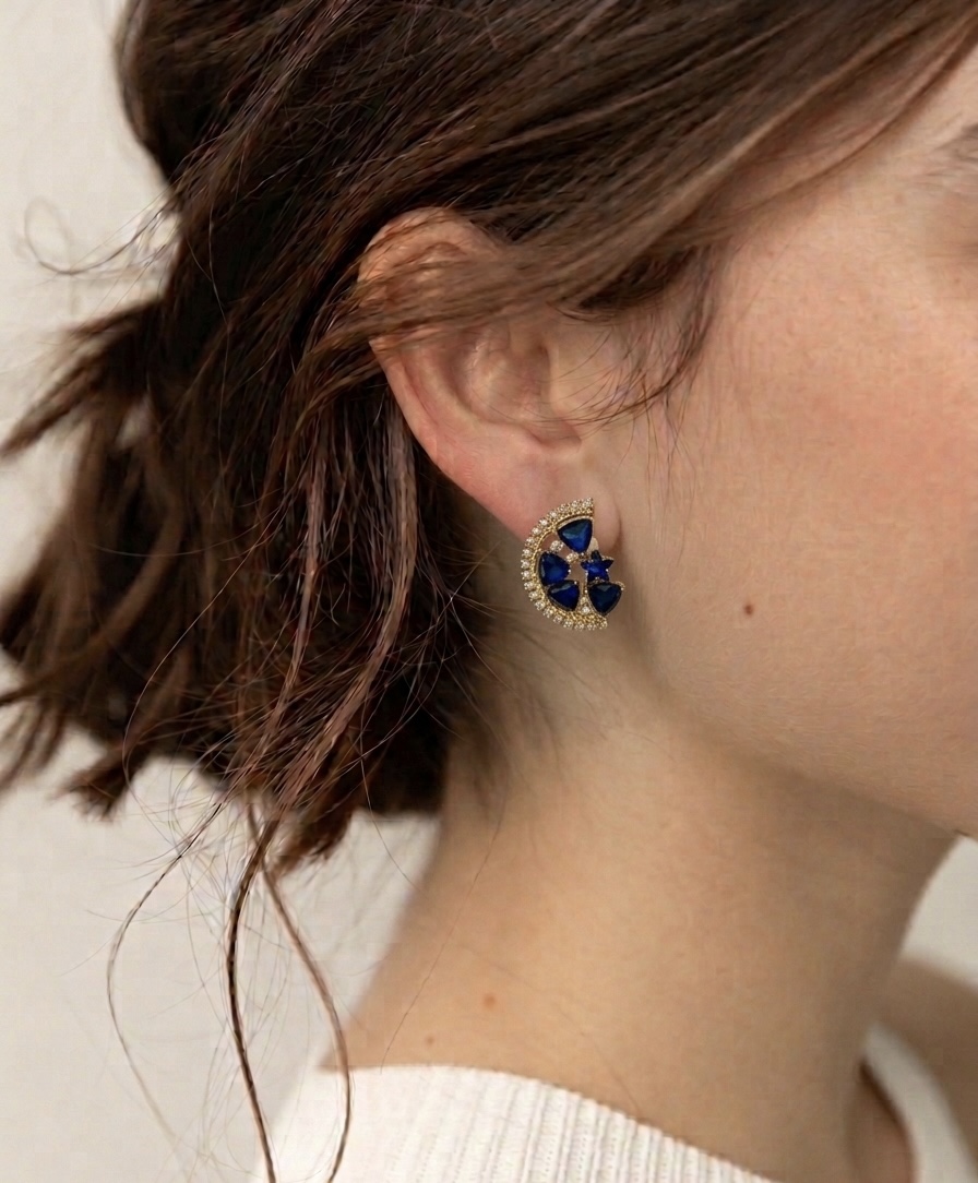 Blue Gemstone Stud Earrings
