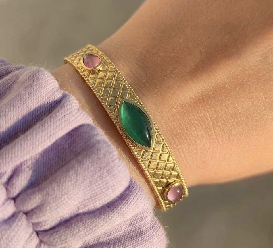 Gold-Plated Gemstone Bracelet