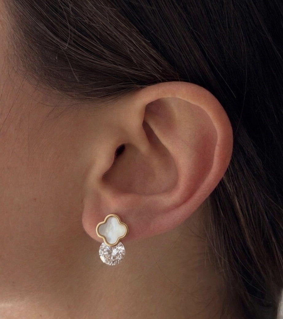 Pearl Clover Drop Earrings
