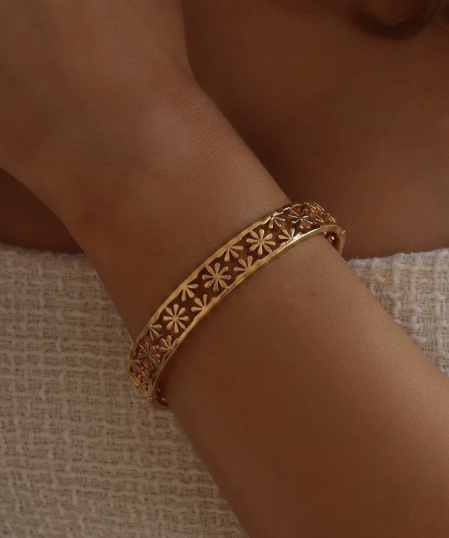 Floral Gold-Plated Bangle