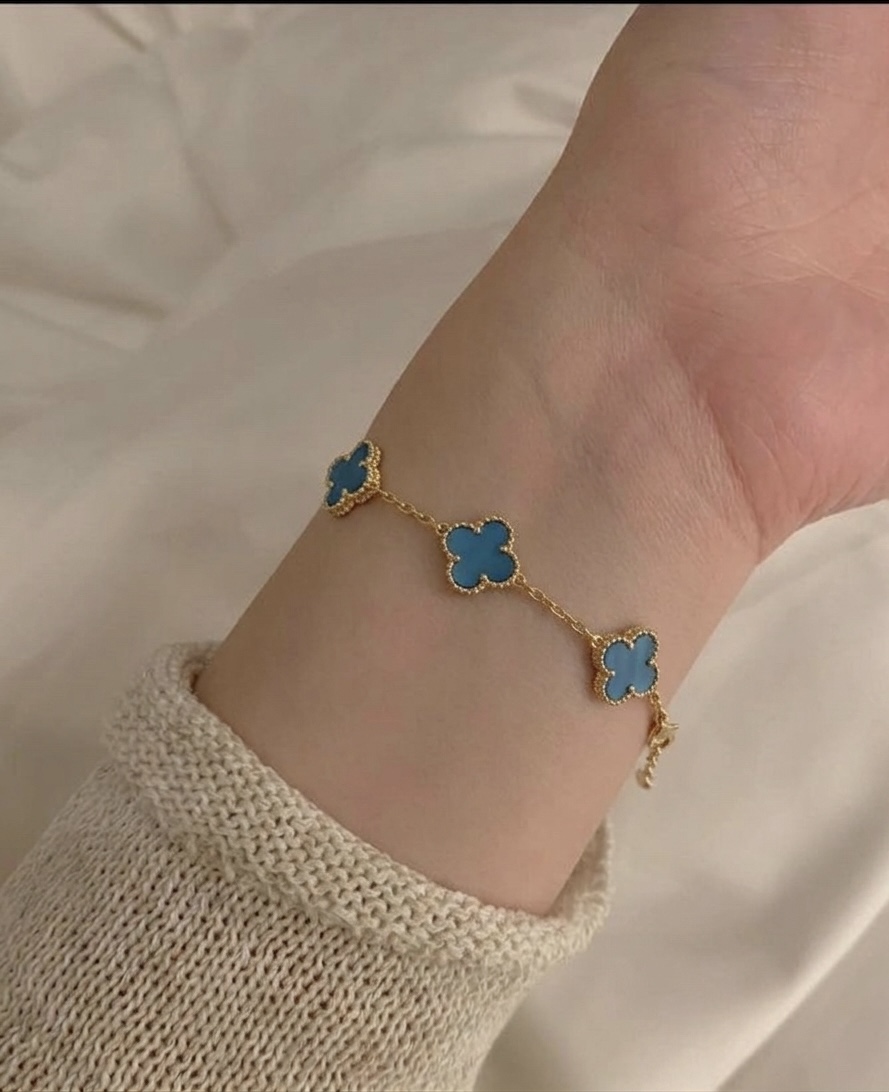 Blue Clover Charm Bracelet