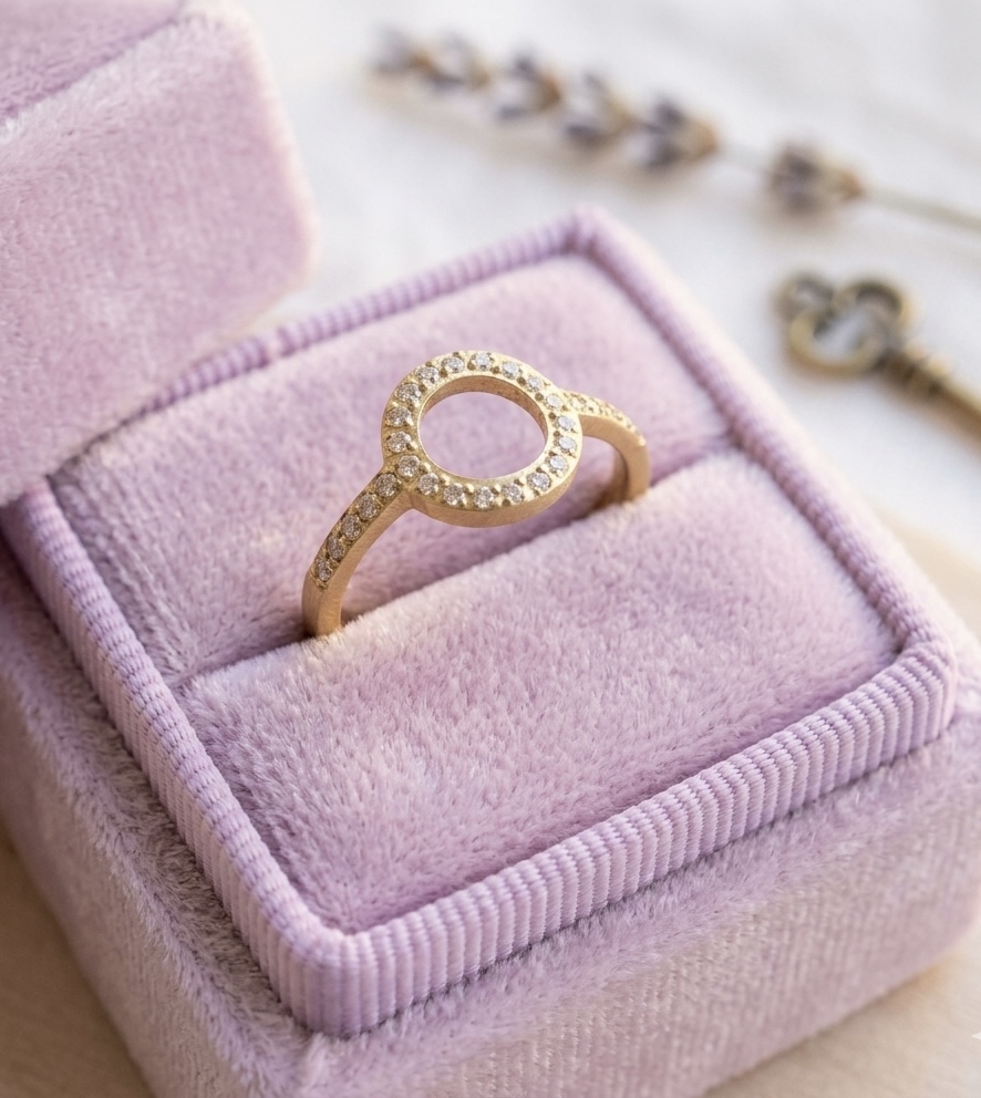 Diamond Halo Gold Ring