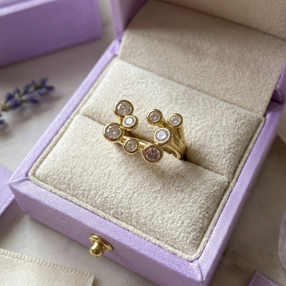 Gold Multi-Stone Adjustable Ring