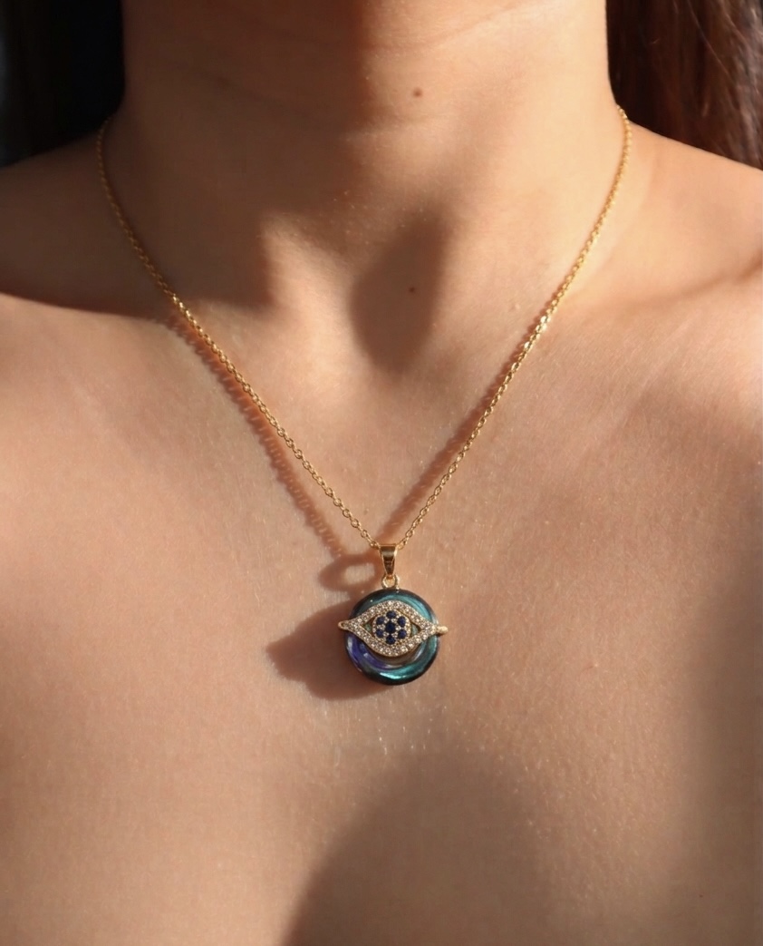 Evil Eye Gold Pendant Necklace