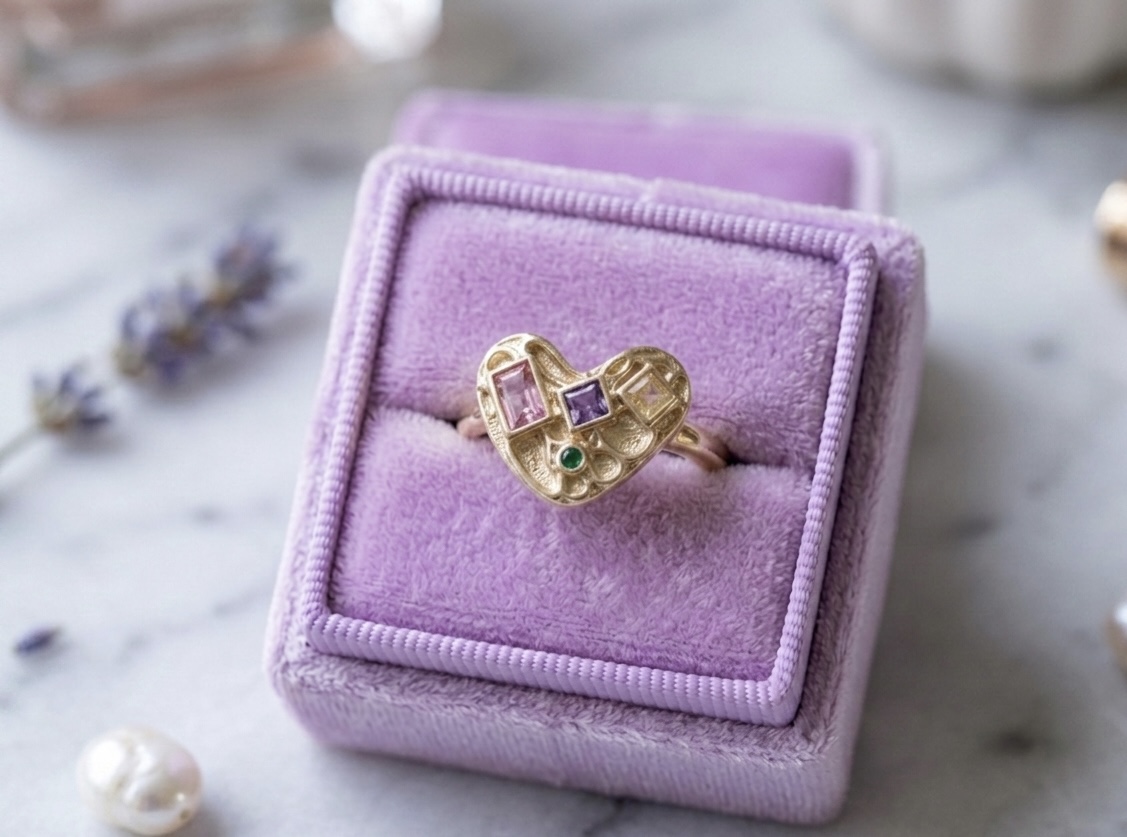 Heart-Shaped Gemstone Ring