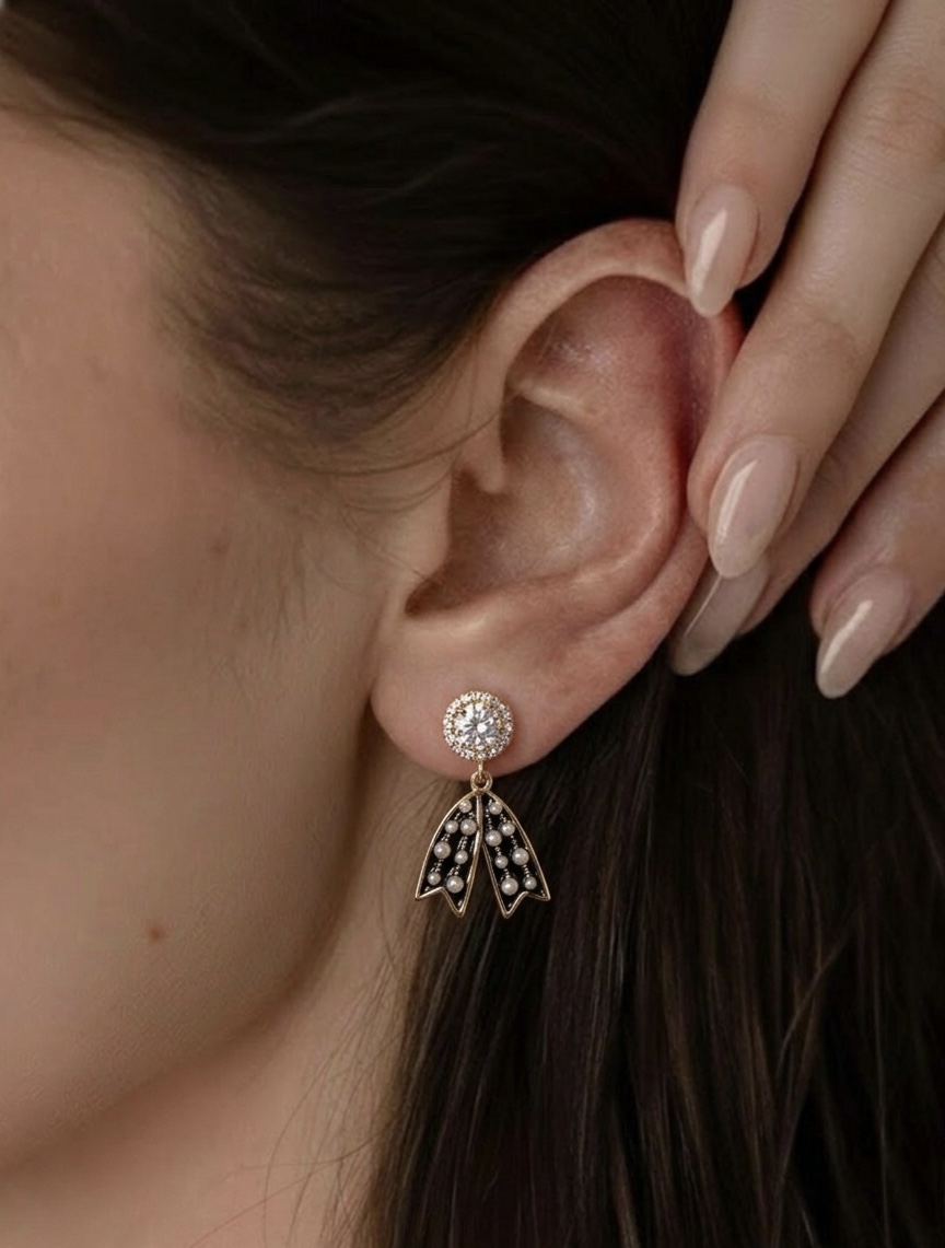 Black bow Drop Earrings