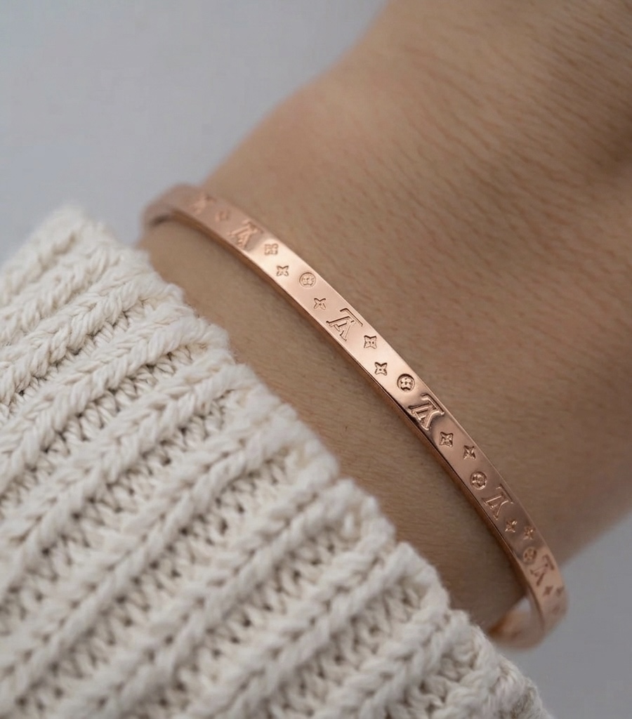 Engraved Rose Gold Cuff Bracelet