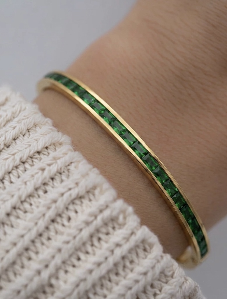 Emerald-Inspired Gold Bangle