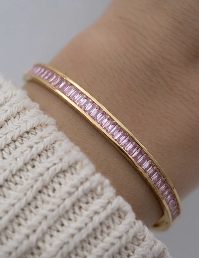 Pink Stone Gold Plated Bracelet