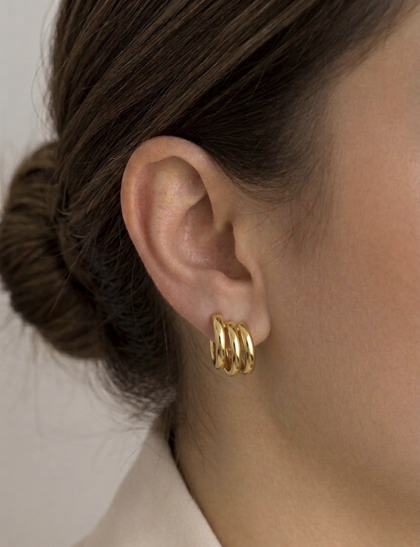 Gold Triple Hoop Earrings