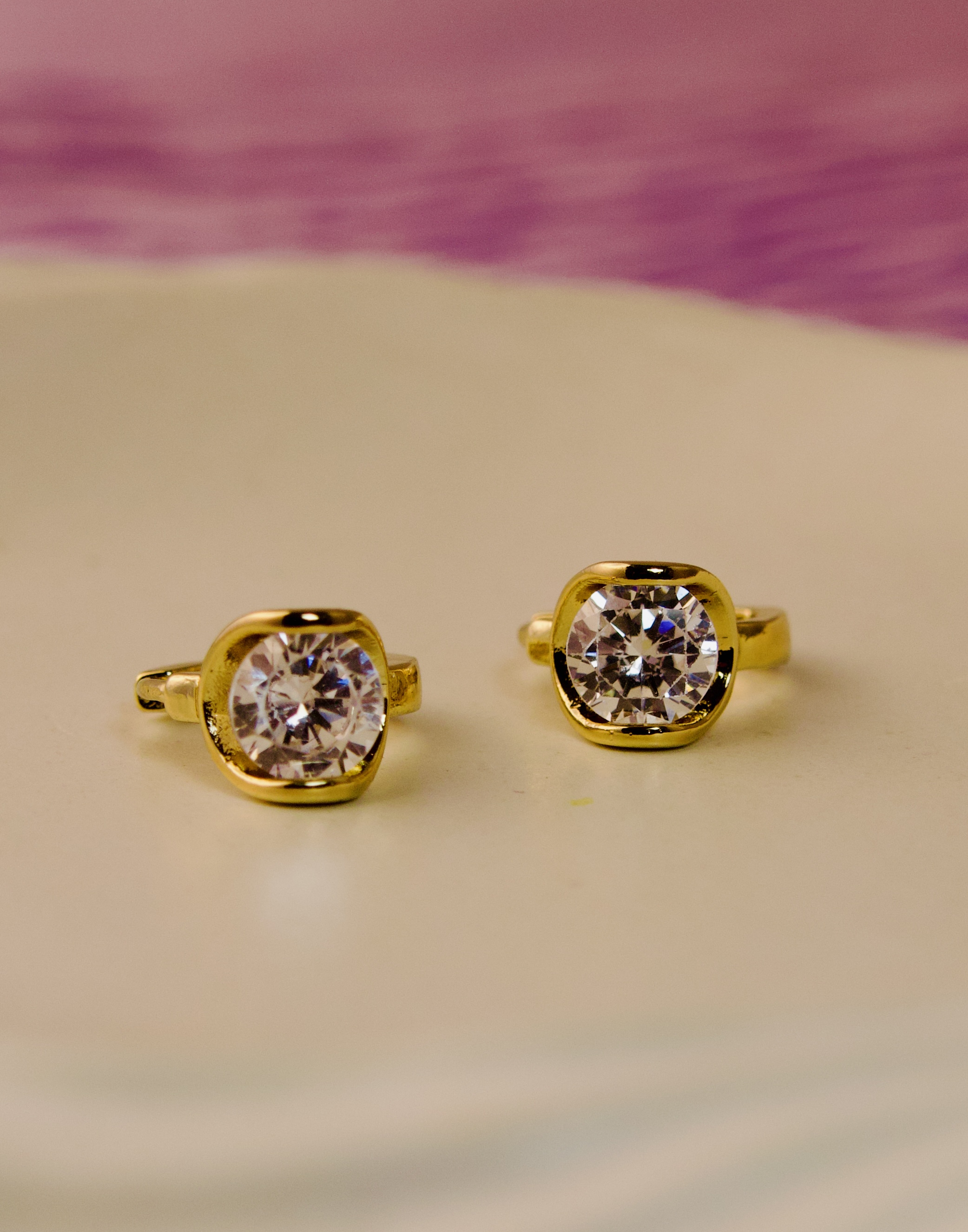 Gold-Plated Diamond Stud Earrings