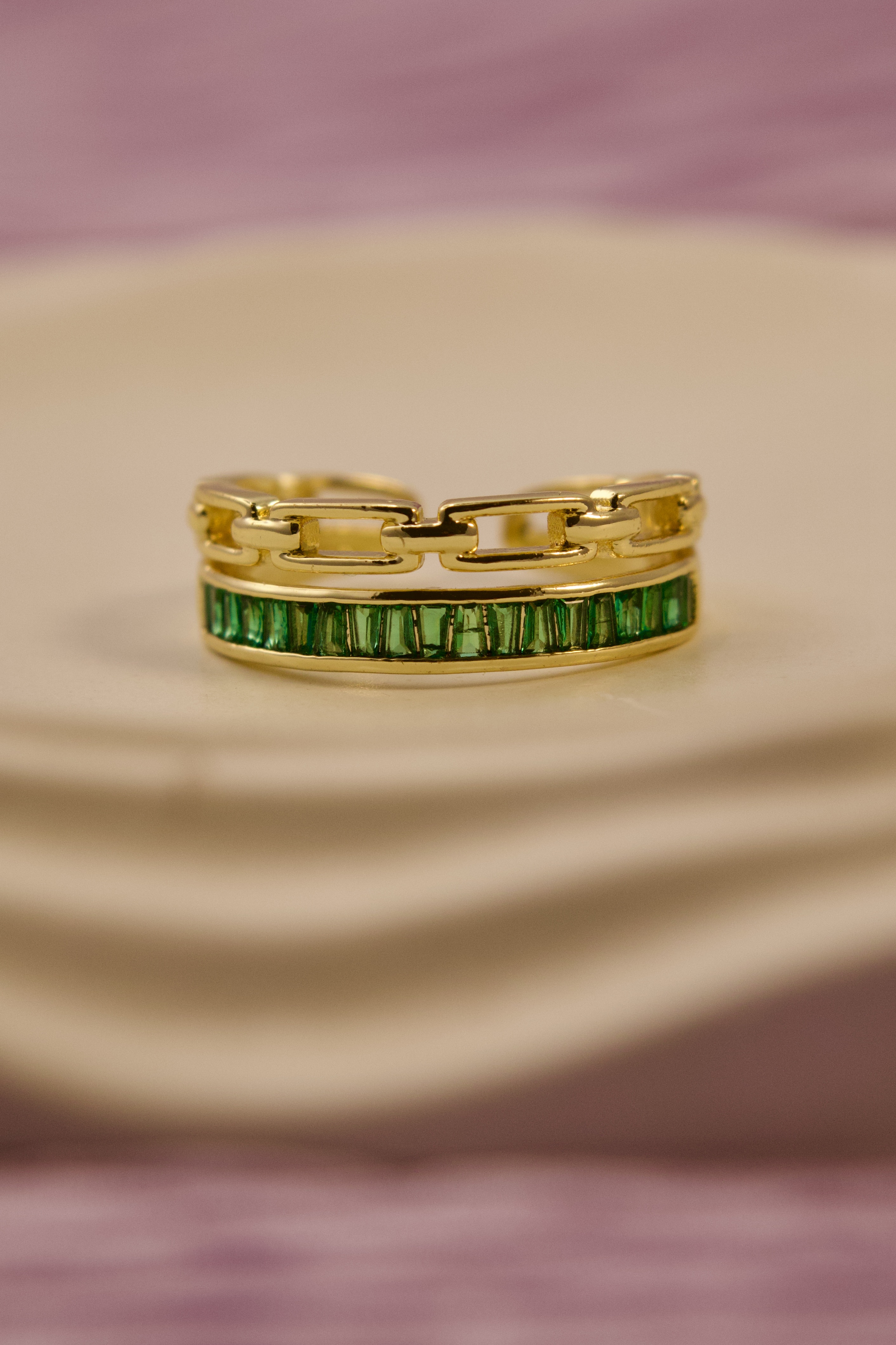 Emerald Linked Chain Ring 