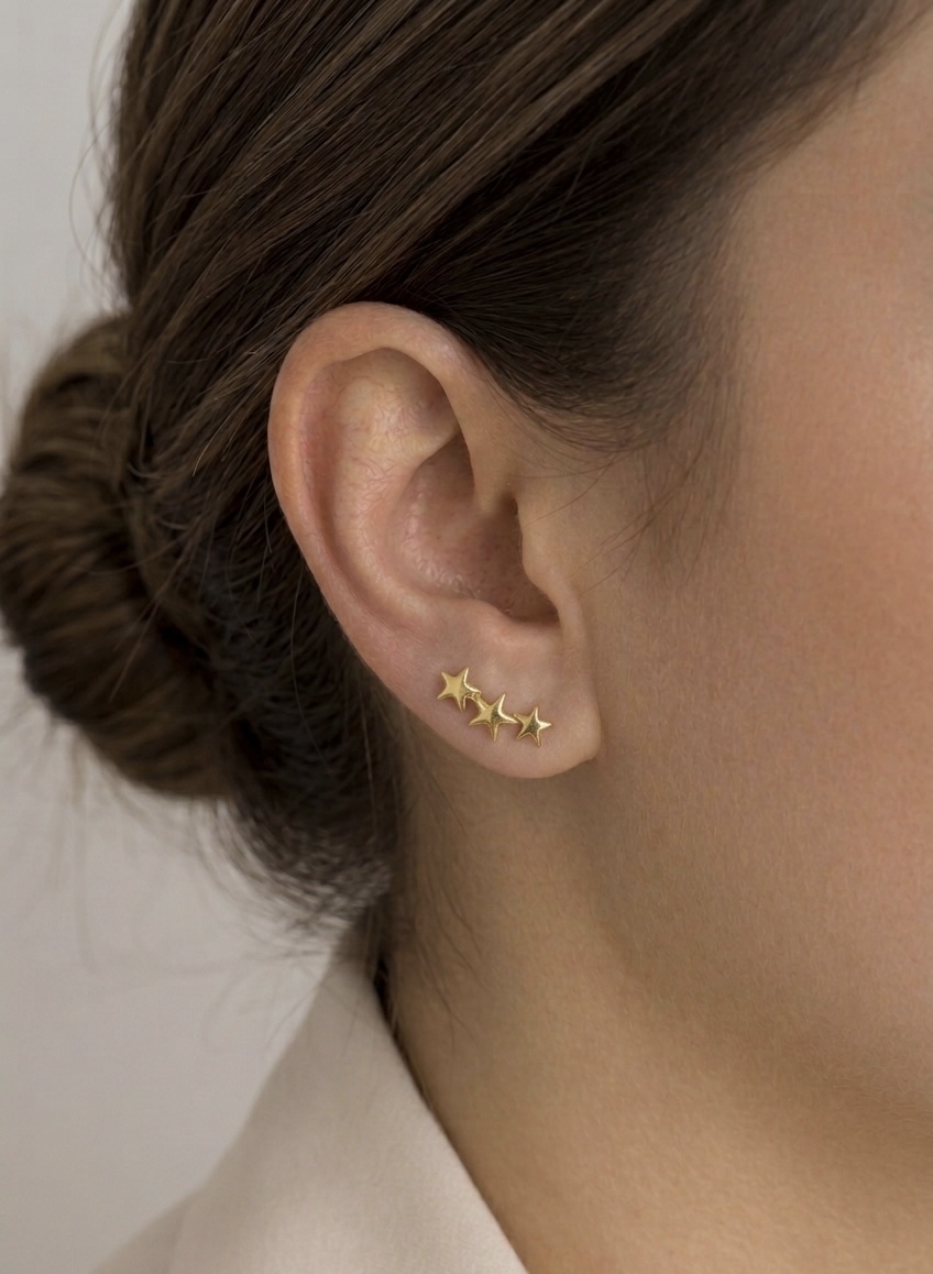 Gold Star Stud Earrings