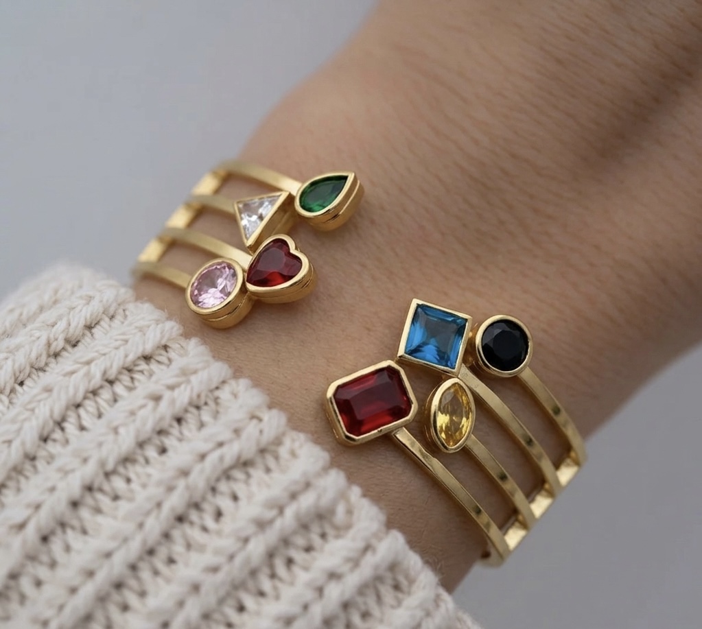 Multicolor Gemstone Gold Bracelets