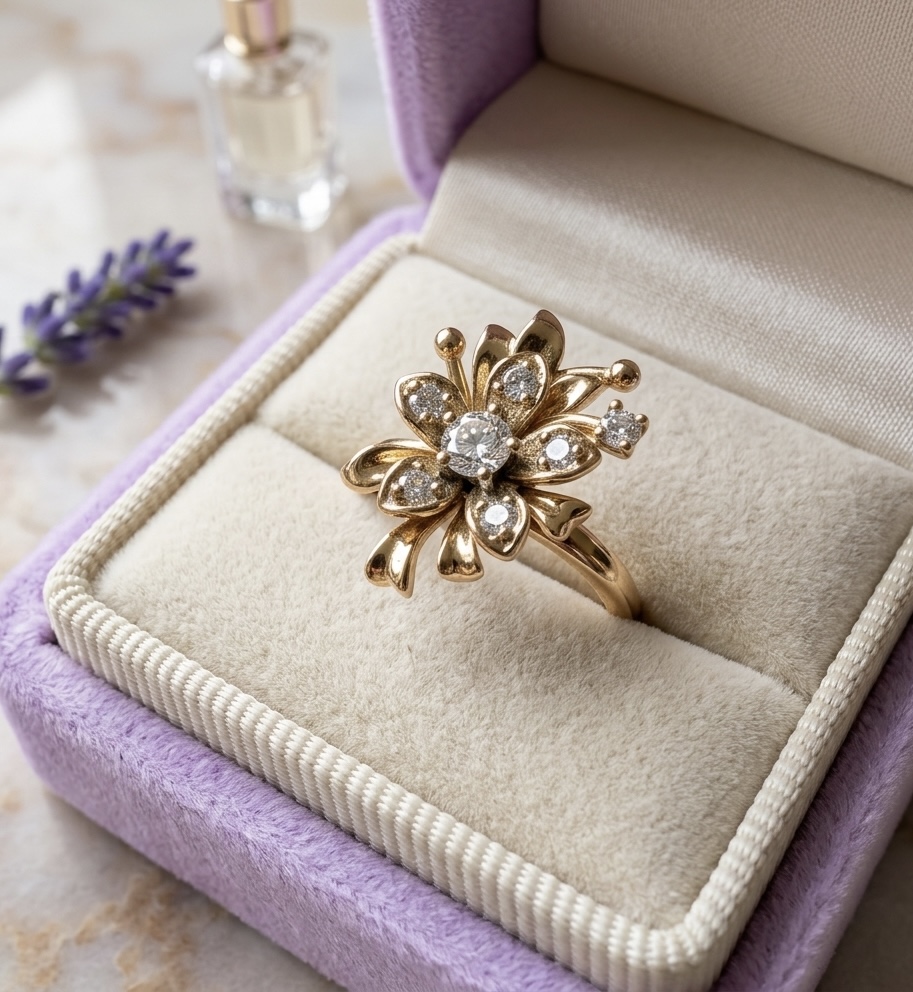 Gold Floral Diamond Ring