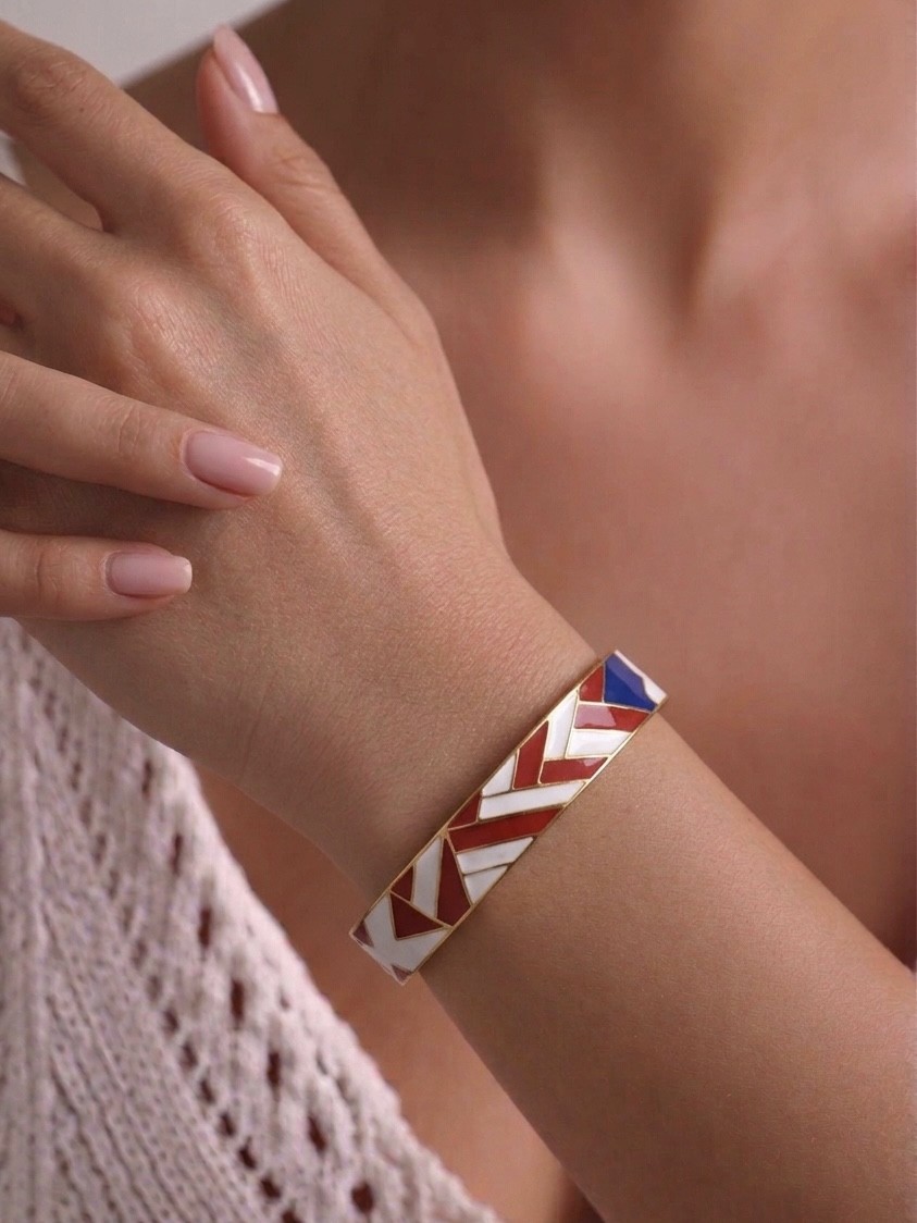 Geometric Enamel Cuff Bracelet