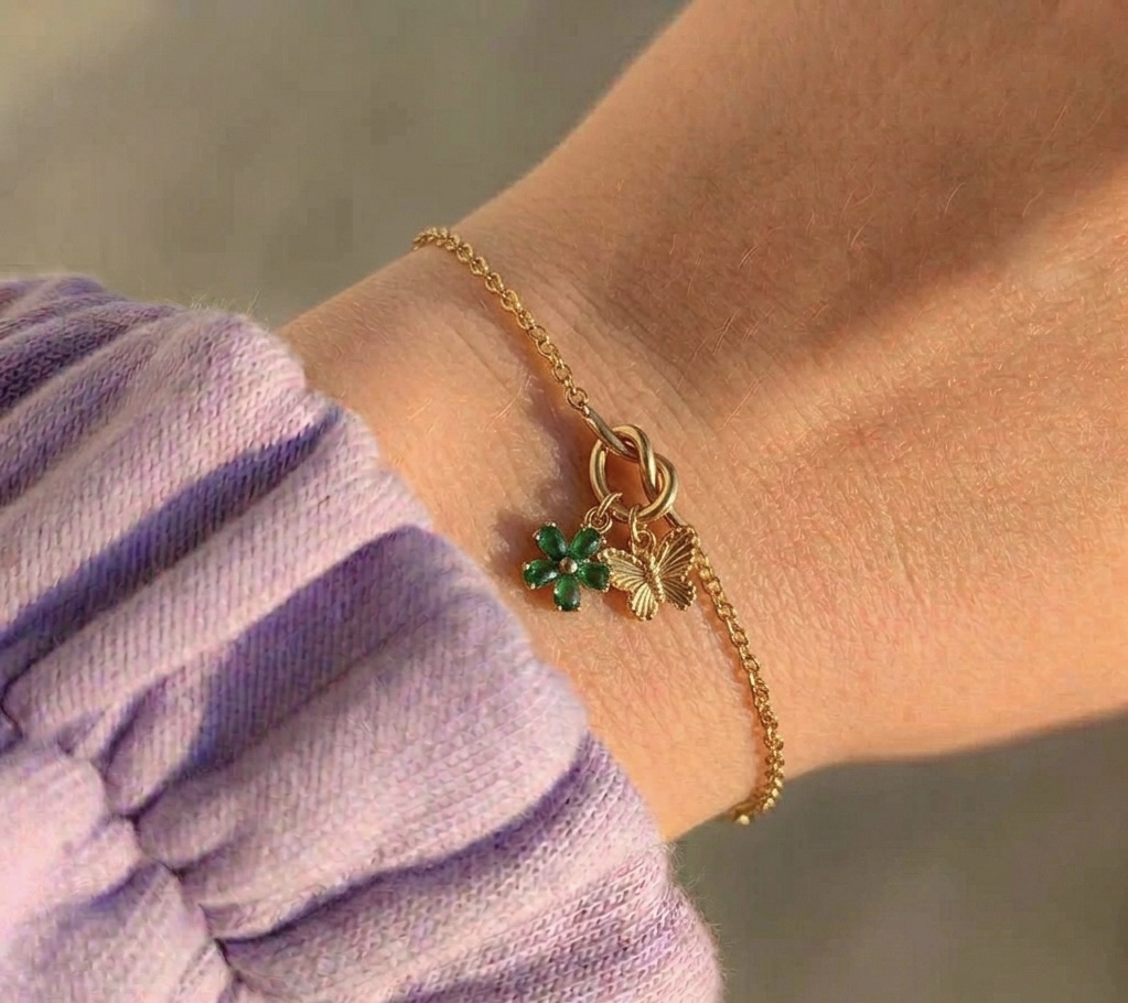 Floral Butterfly Knot Charm Bracelet