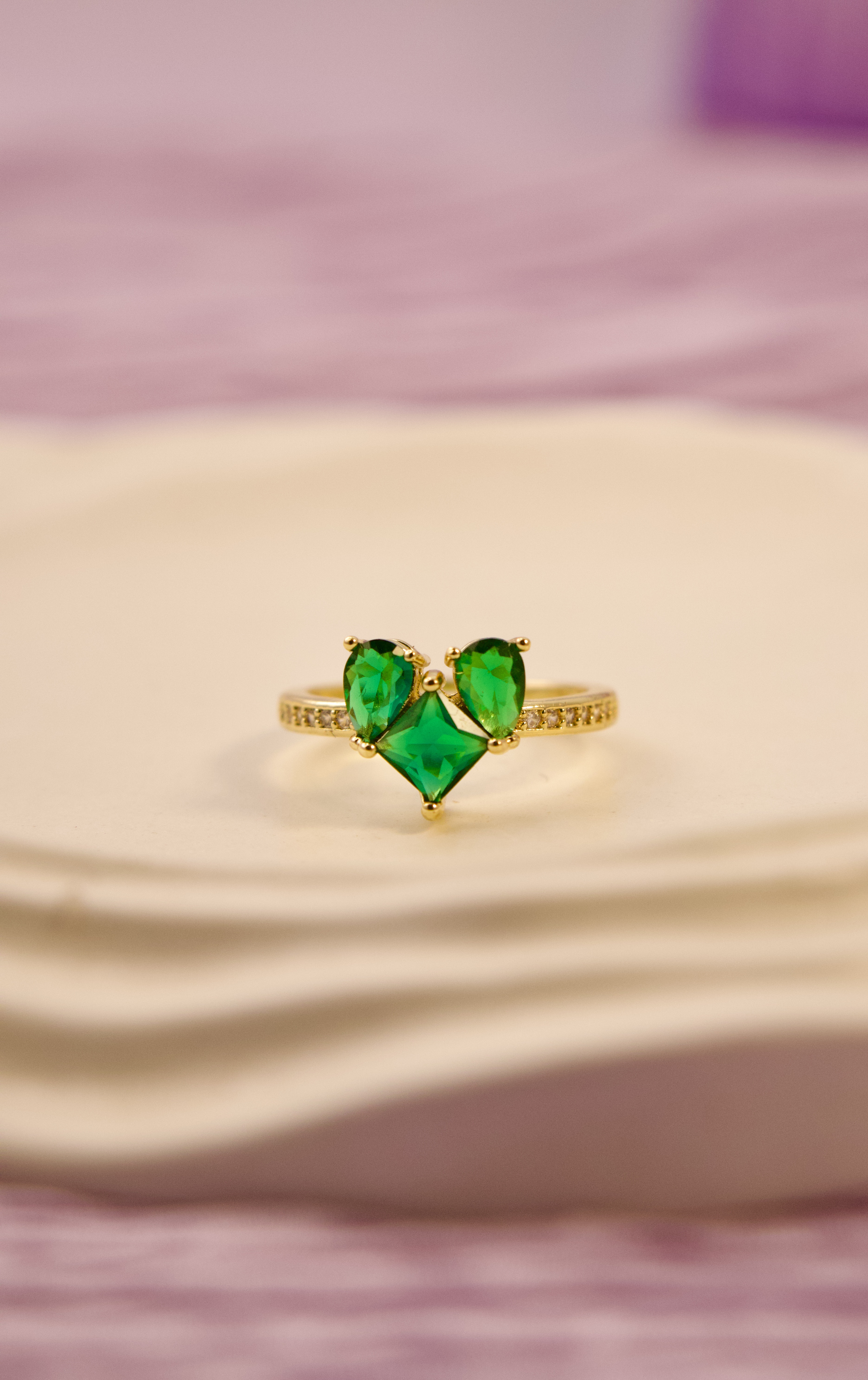 Emerald Heart Gold Ring