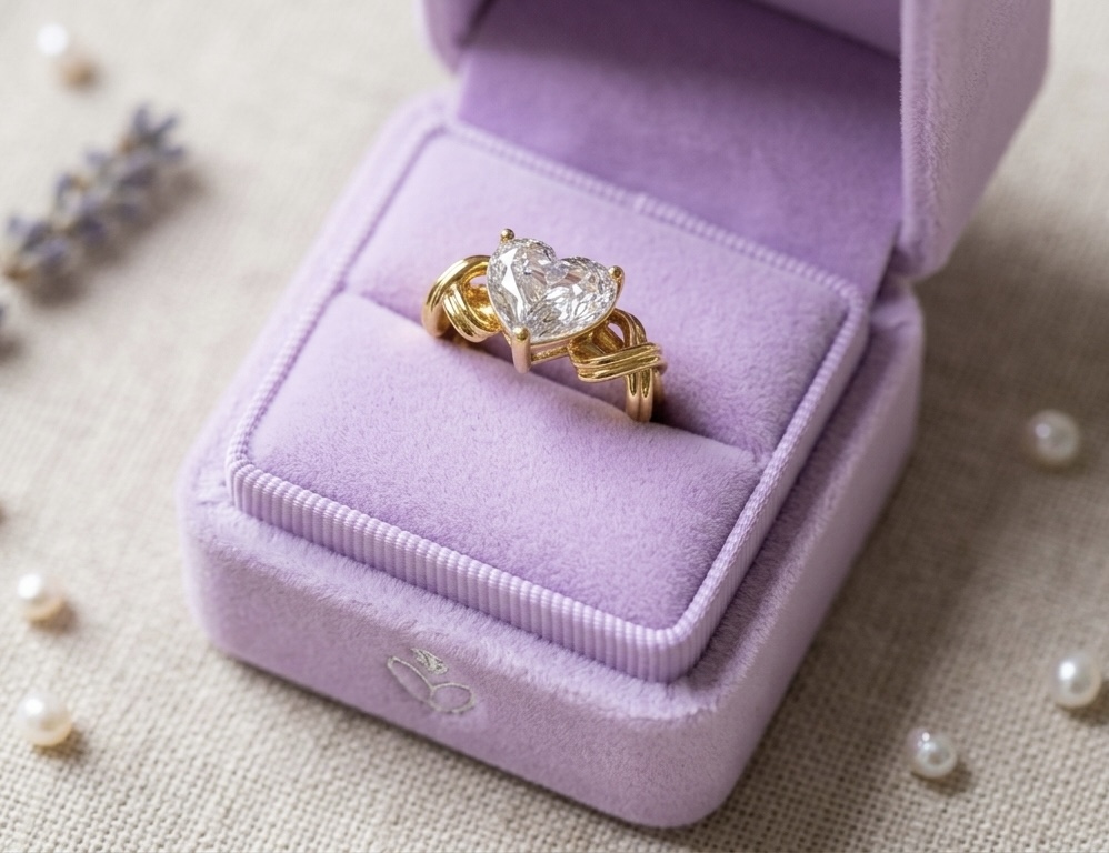 Heart-Shaped Diamond Gold Ring