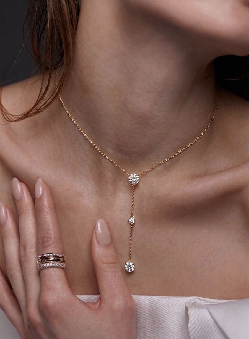 Elegant Gold Lariat Necklace