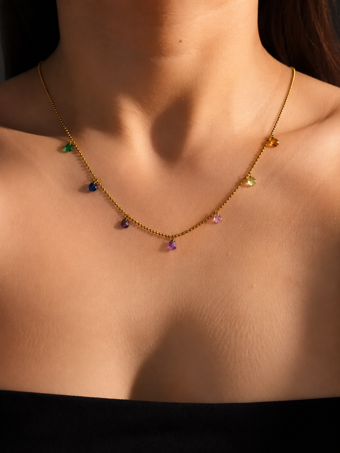 Multicolor Gemstone Dangle Necklace