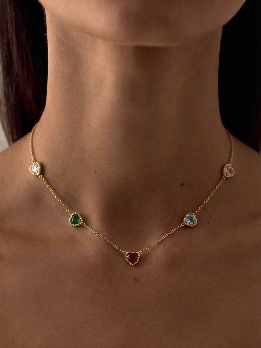 Heart Gemstone Choker Necklace